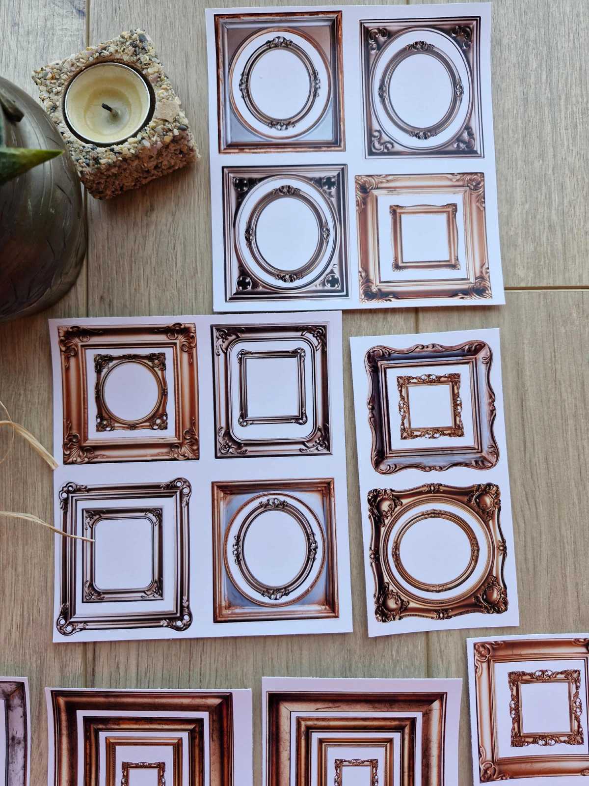 34 Adet Çerçeve Sticker Seti Altın Varak Çerçeve Sticker Yuvarlak Çerçeve Kare