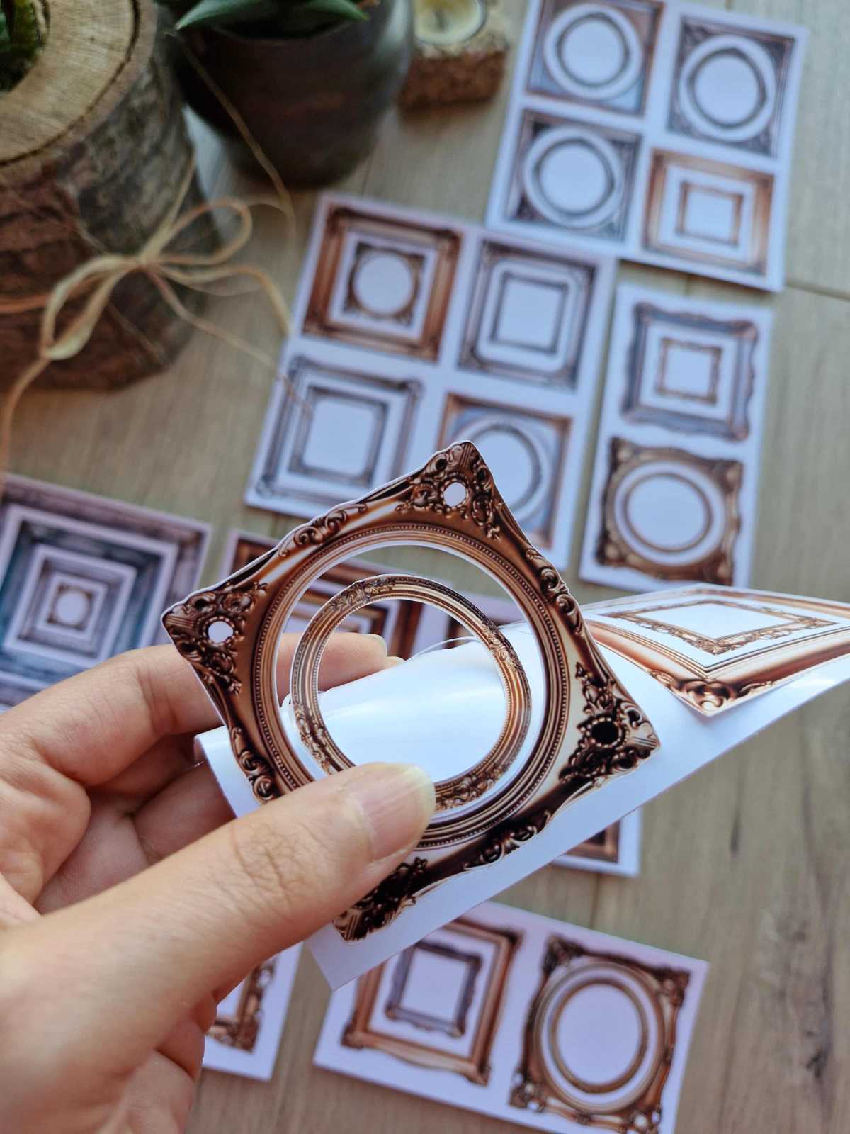 34 Adet Çerçeve Sticker Seti Altın Varak Çerçeve Sticker Yuvarlak Çerçeve Kare