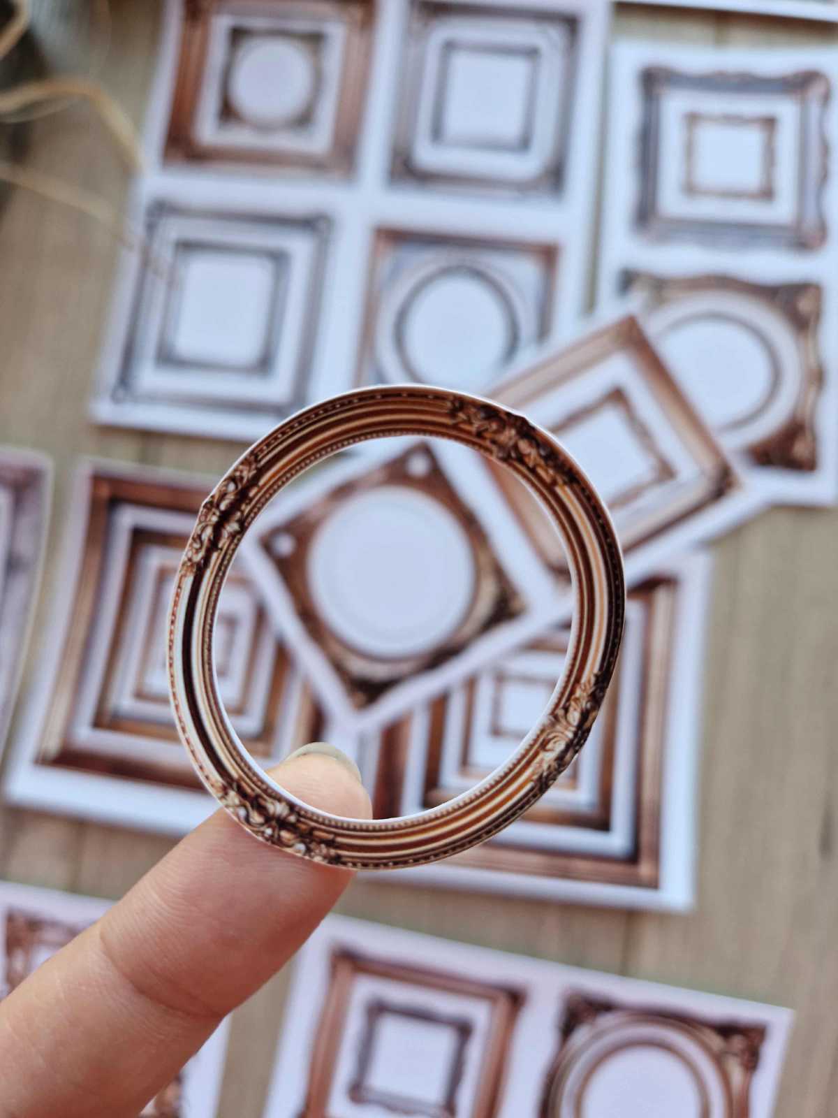 34 Adet Çerçeve Sticker Seti Altın Varak Çerçeve Sticker Yuvarlak Çerçeve Kare