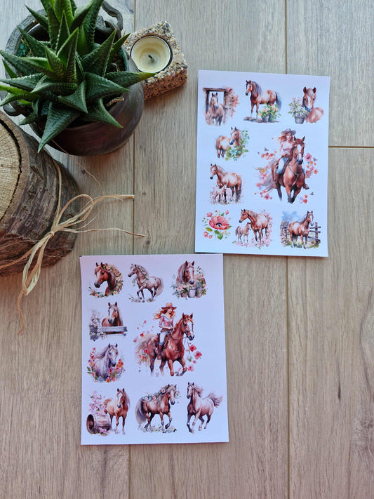 2 Sayfa 18 Adet At Sticker Çiçek Kovboy Kız Sticker Vintage Sticker
