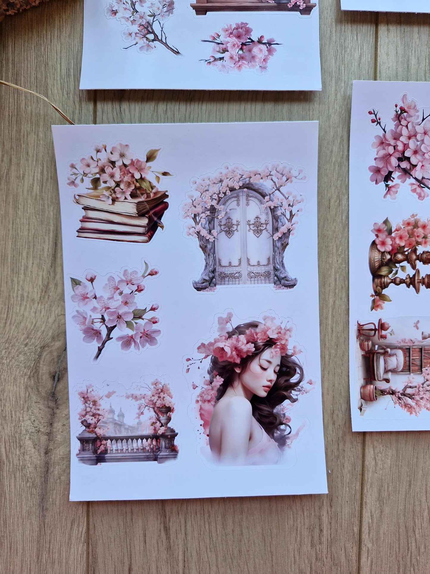 4 Sayfa 23 Adet Sakura Temalı Sticker Seti Sakura Pembe Kız Japon