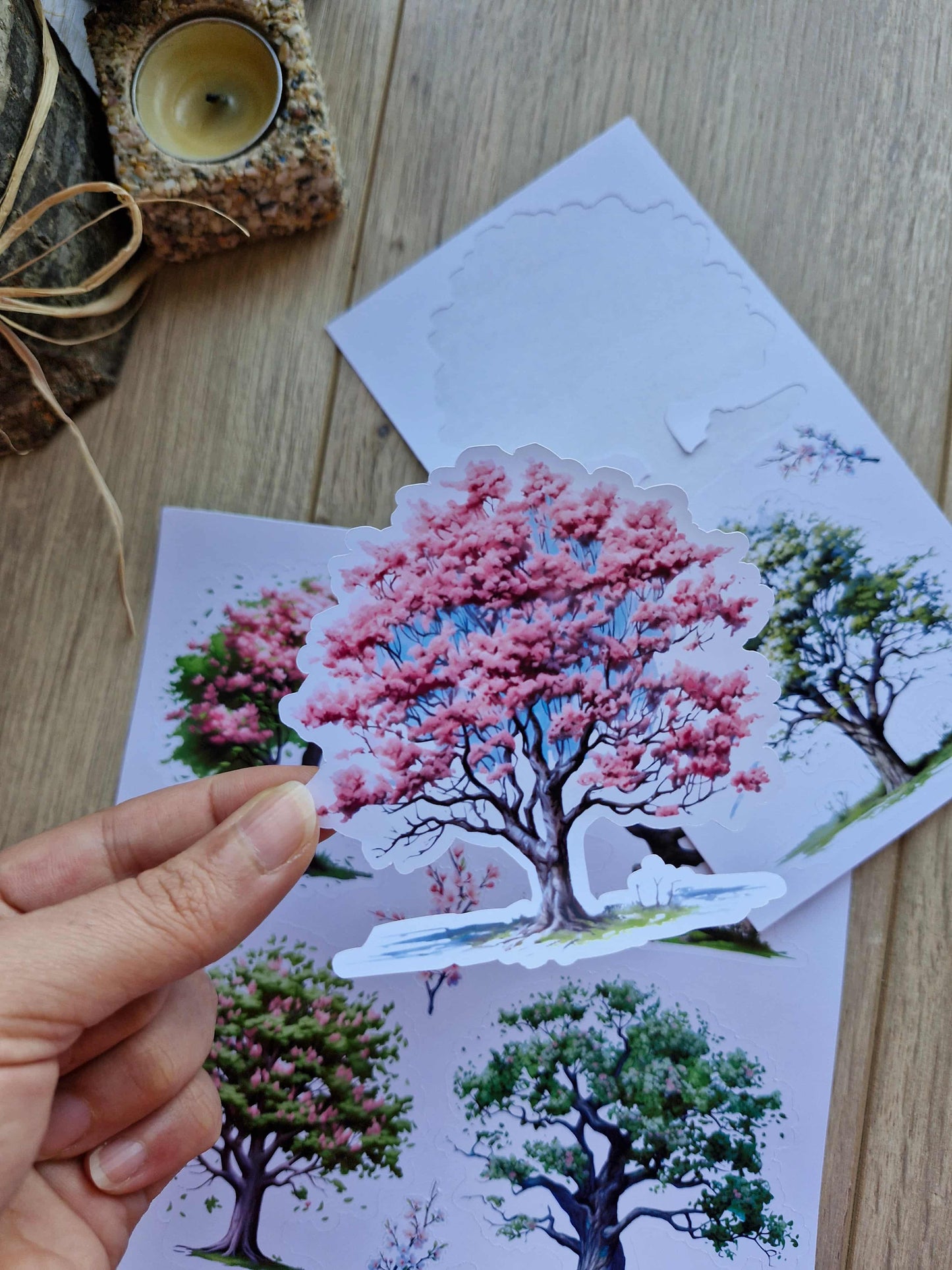 2 Sayfa 10 Adet Ağaç Temalı Sticker Seti Büyük Ağaç Sticker Vintage Sticker Sakura