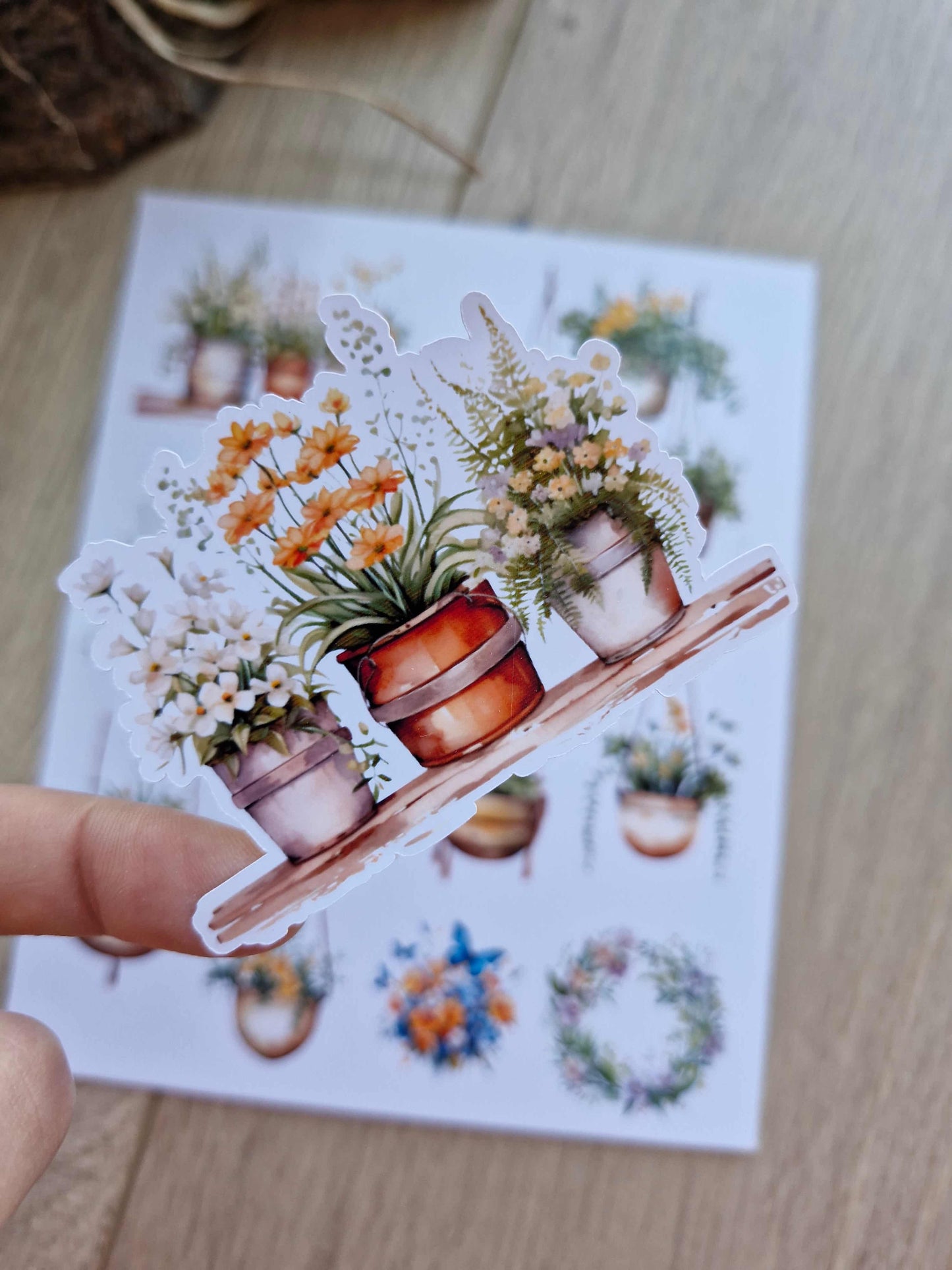 9 Adet Saksı Temalı Sticker Bullet Journal Scrapbook Laptop Sticker Çiçek Bitki