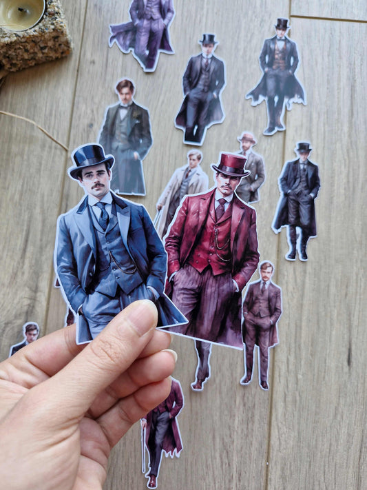 15 Adet Erkek Sticker Seti Bullet Journal Laptop Scrapbook Gentlemen Adam Victorian Men