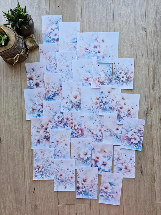 30 Adet Scrapbook Kağıt Seti Çiçek Temalı Bullet Journal Dekupaj Kağıdı