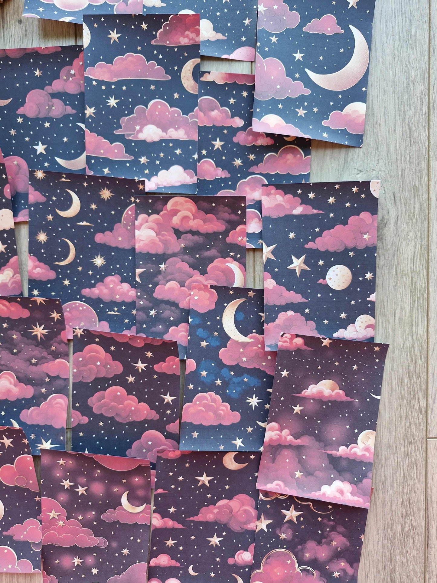18 Adet Kırmızı Bulut Temalı Scrapbook Kağıt Seti Bullet Journal Dekupaj Kağıdı