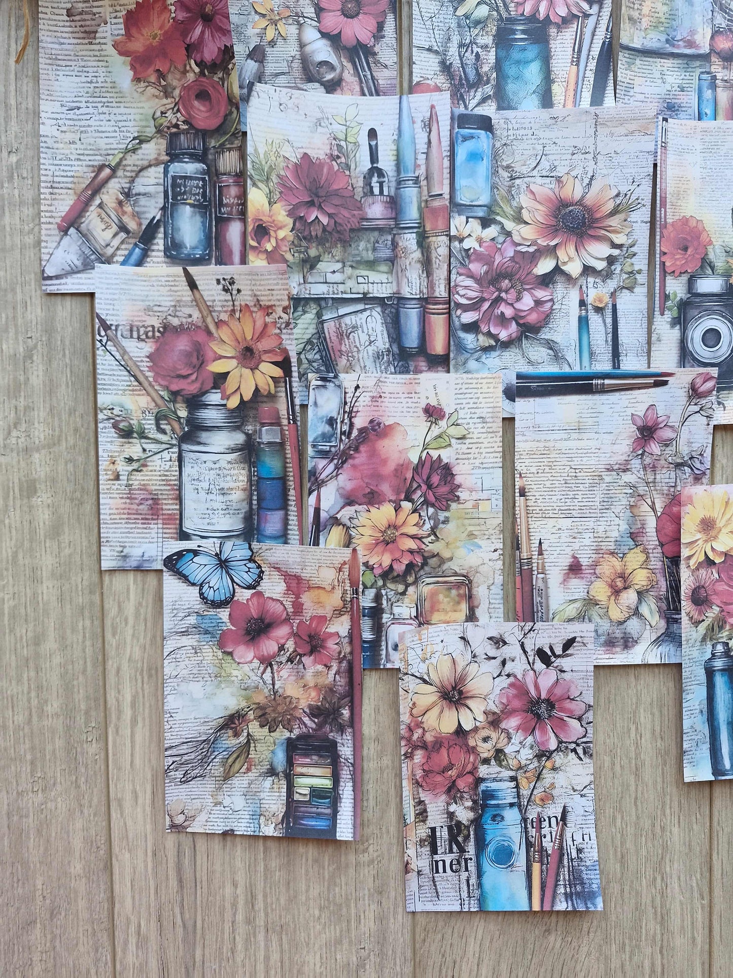 15 Adet Artistik Resim Temalı Scrapbook Kağıt Seti Bullet Journal Dekupaj Kağıdı Ressam