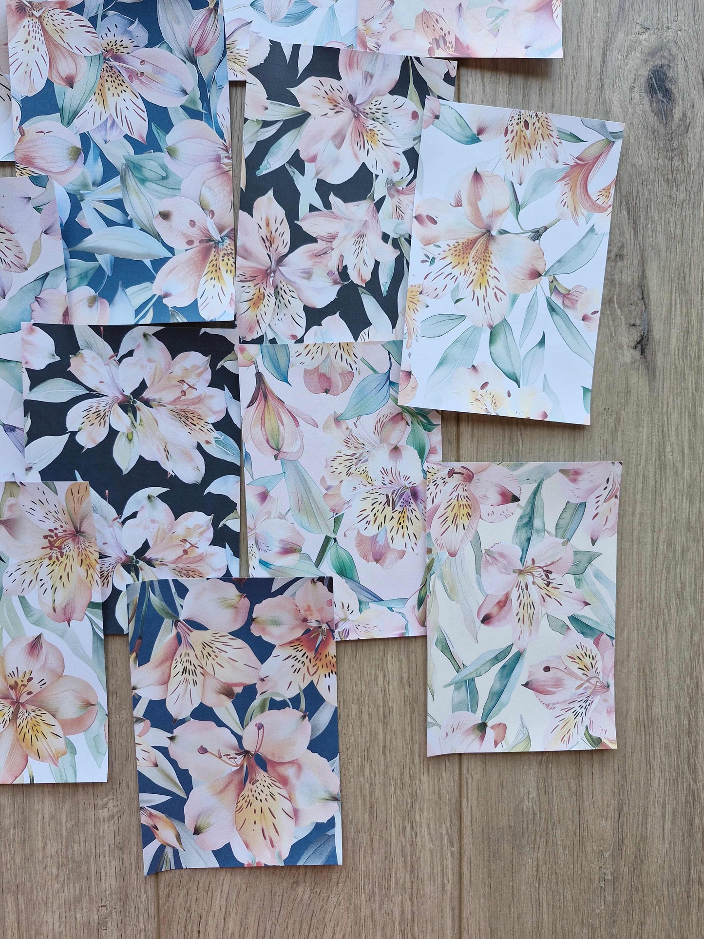 15 Adet Eskitme Vintage Lilyum Temalı Scrapbook Kağıt Seti Bullet Journal Dekupaj Kağıdı Çiçek