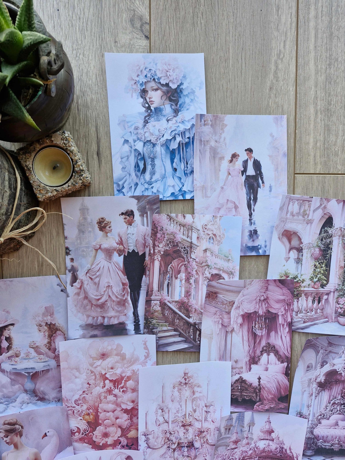38 Adet Pembe Scrapbook Kağıt Seti Leydi Elibse Balo Temalı Bullet Journal Dekupaj Kağıdı