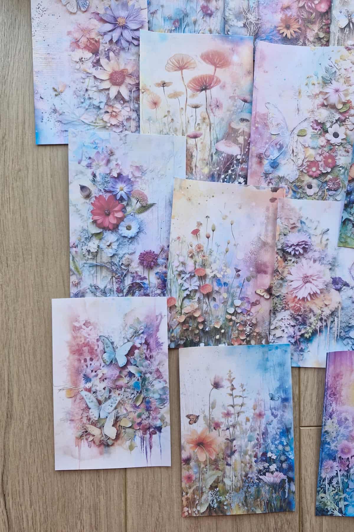 15 Adet Eskitme Vintage Suluboya Orman Temalı Scrapbook Kağıt Seti Bullet Journal Dekupaj Kağıdı