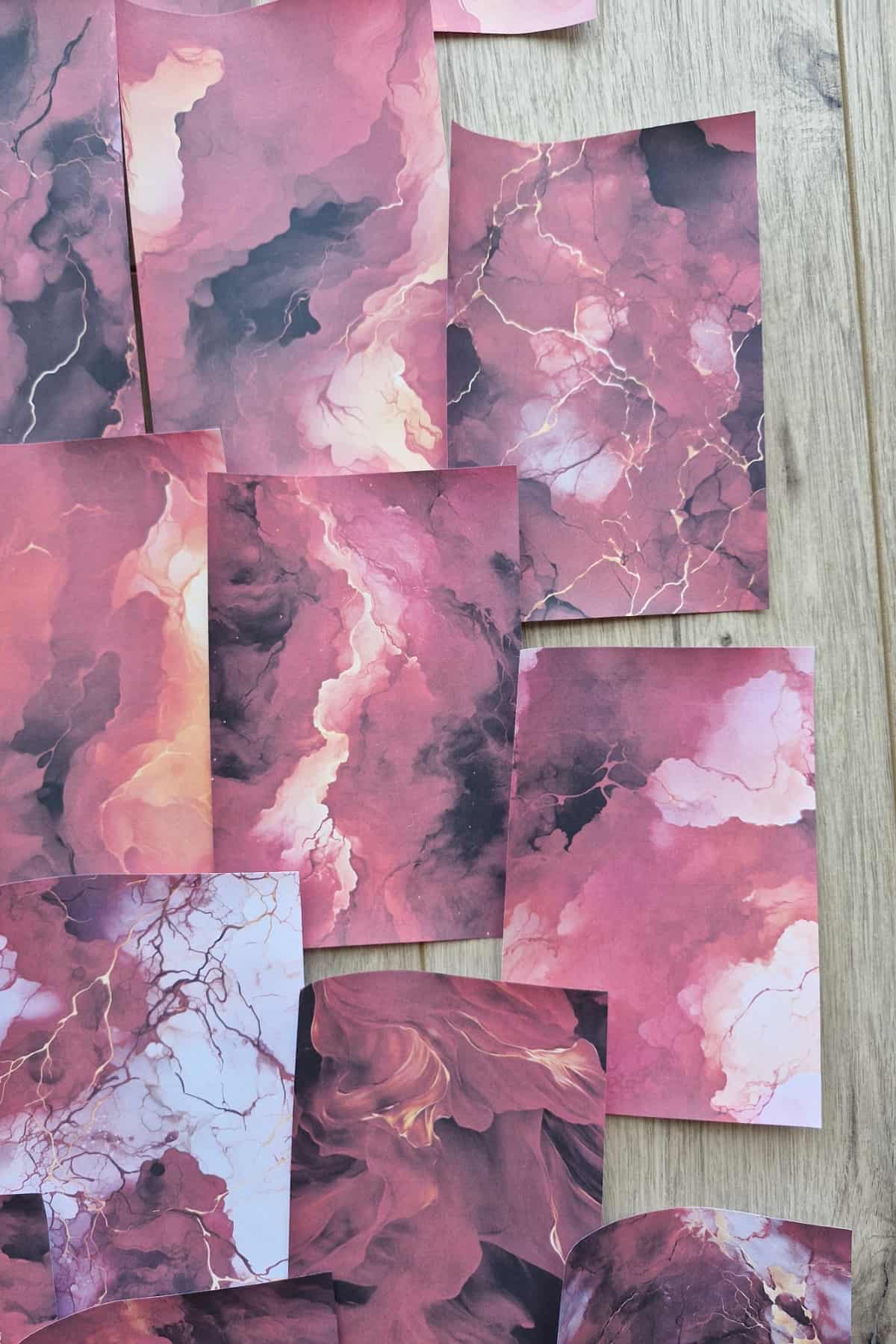 15 Adet Kırmızı Temalı Scrapbook Kağıt Seti Bullet Journal Dekupaj Kağıdı Duman Mermer