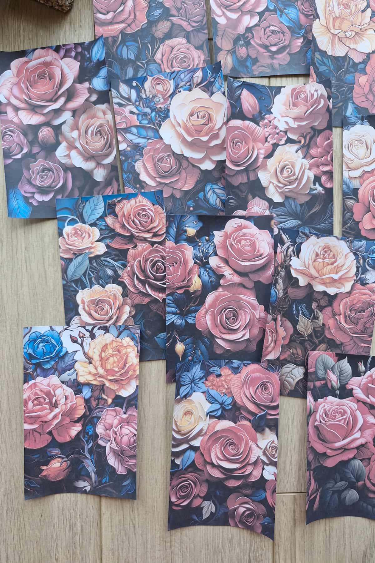 15 Adet Eskitme Vintage Vitray Çiçek Temalı Scrapbook Kağıt Seti Bullet Journal Dekupaj Kağıdı