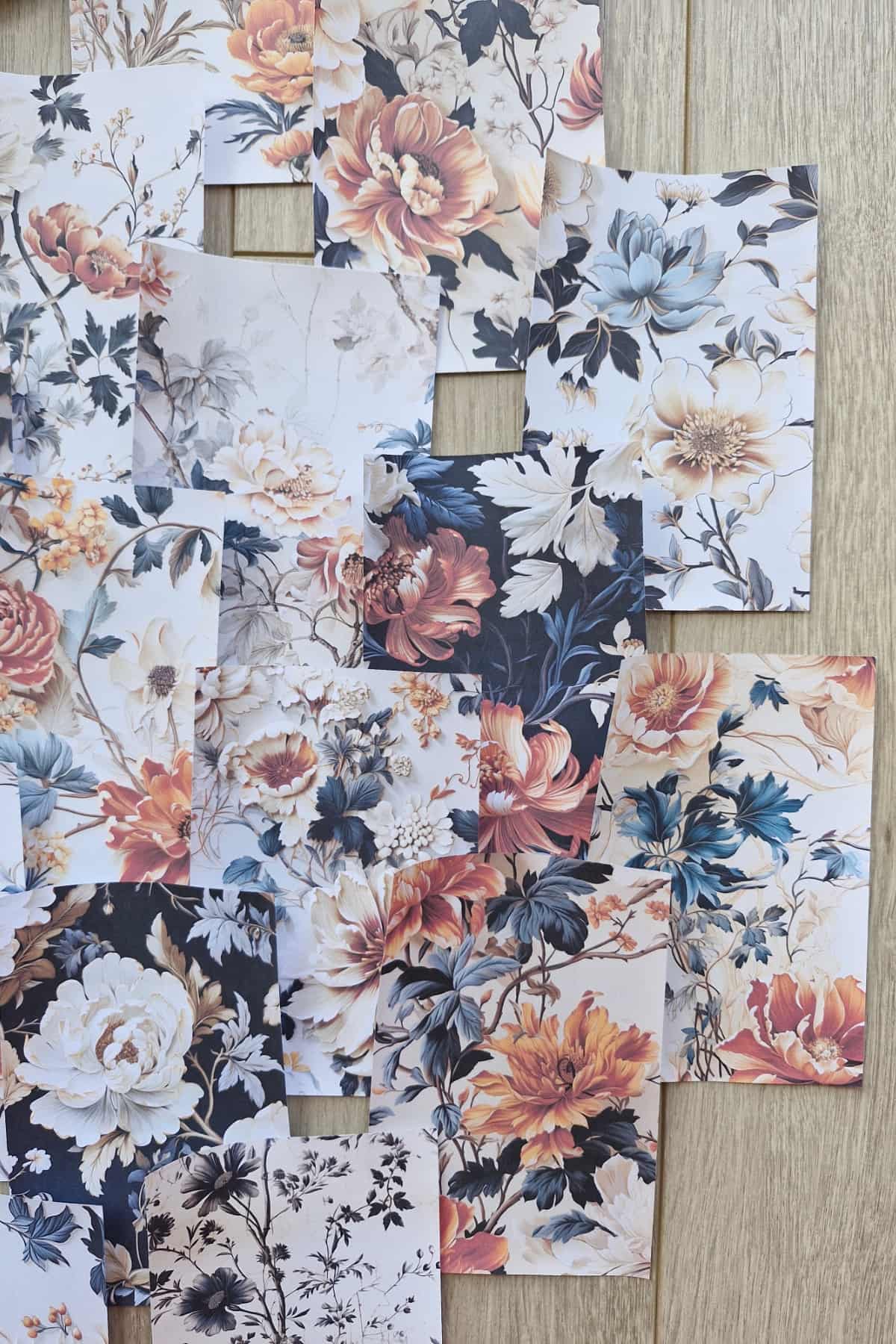 15 Adet Eskitme Vintage Çiçek Temalı Scrapbook Kağıt Seti Bullet Journal Dekupaj Kağıdı