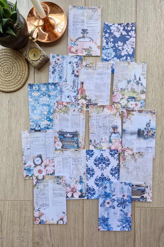 15 Adet Eskitme Vintage Çiçek Temalı Scrapbook Kağıt Seti Bullet Journal Dekupaj Kağıdı Parfüm