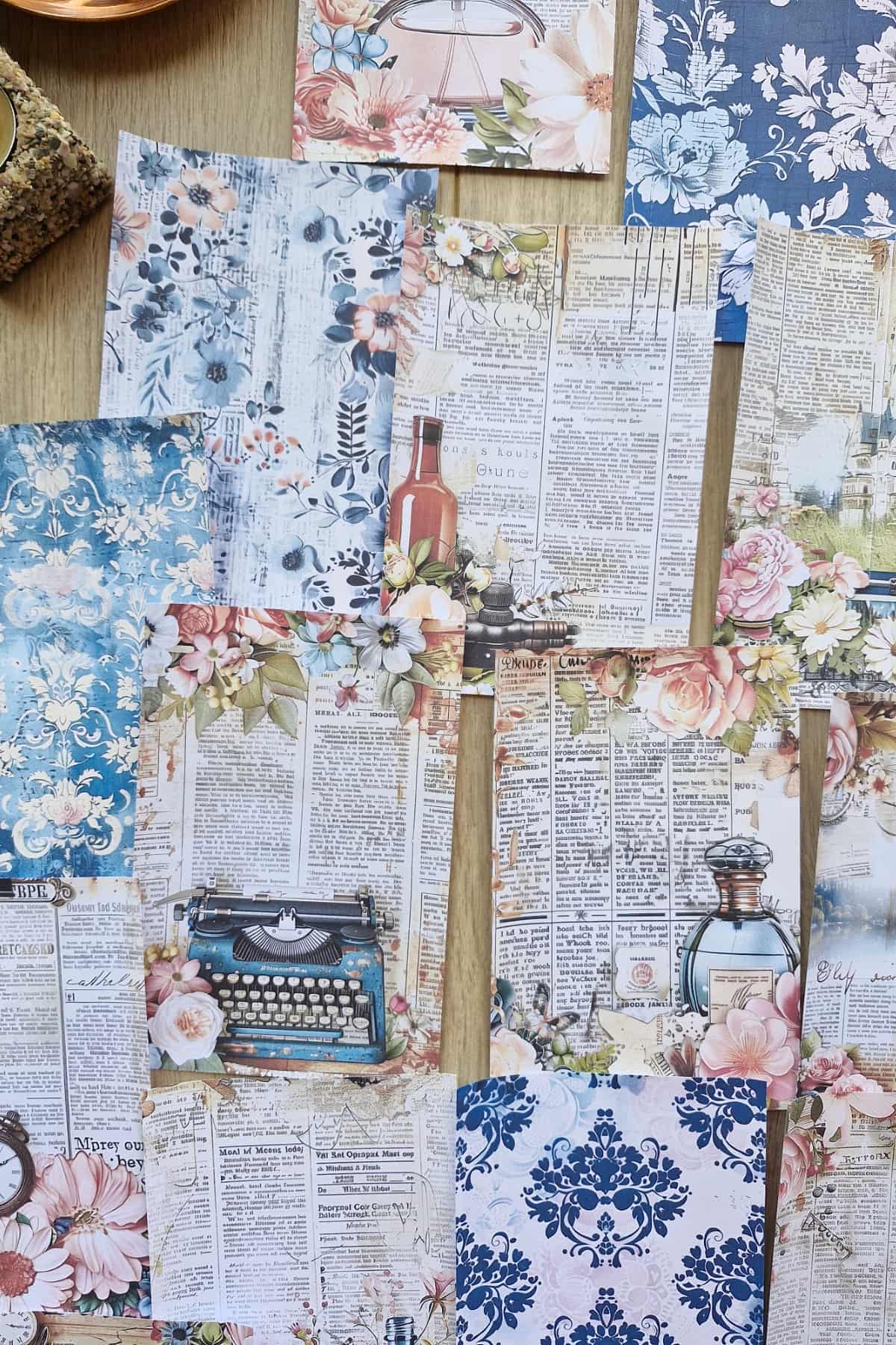 15 Adet Eskitme Vintage Çiçek Temalı Scrapbook Kağıt Seti Bullet Journal Dekupaj Kağıdı Parfüm