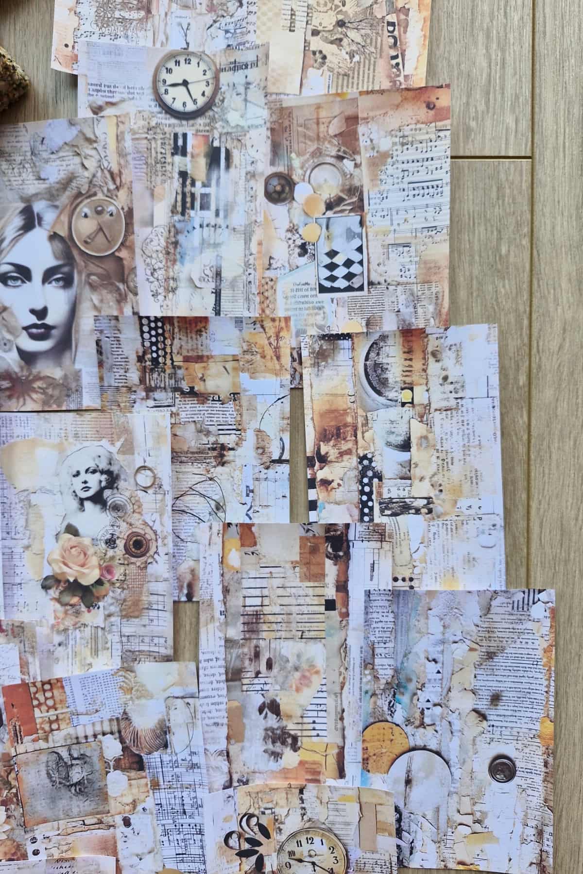 15 Adet Eskitme Vintage Temalı Scrapbook Kağıt Seti Bullet Journal Dekupaj Kağıdı