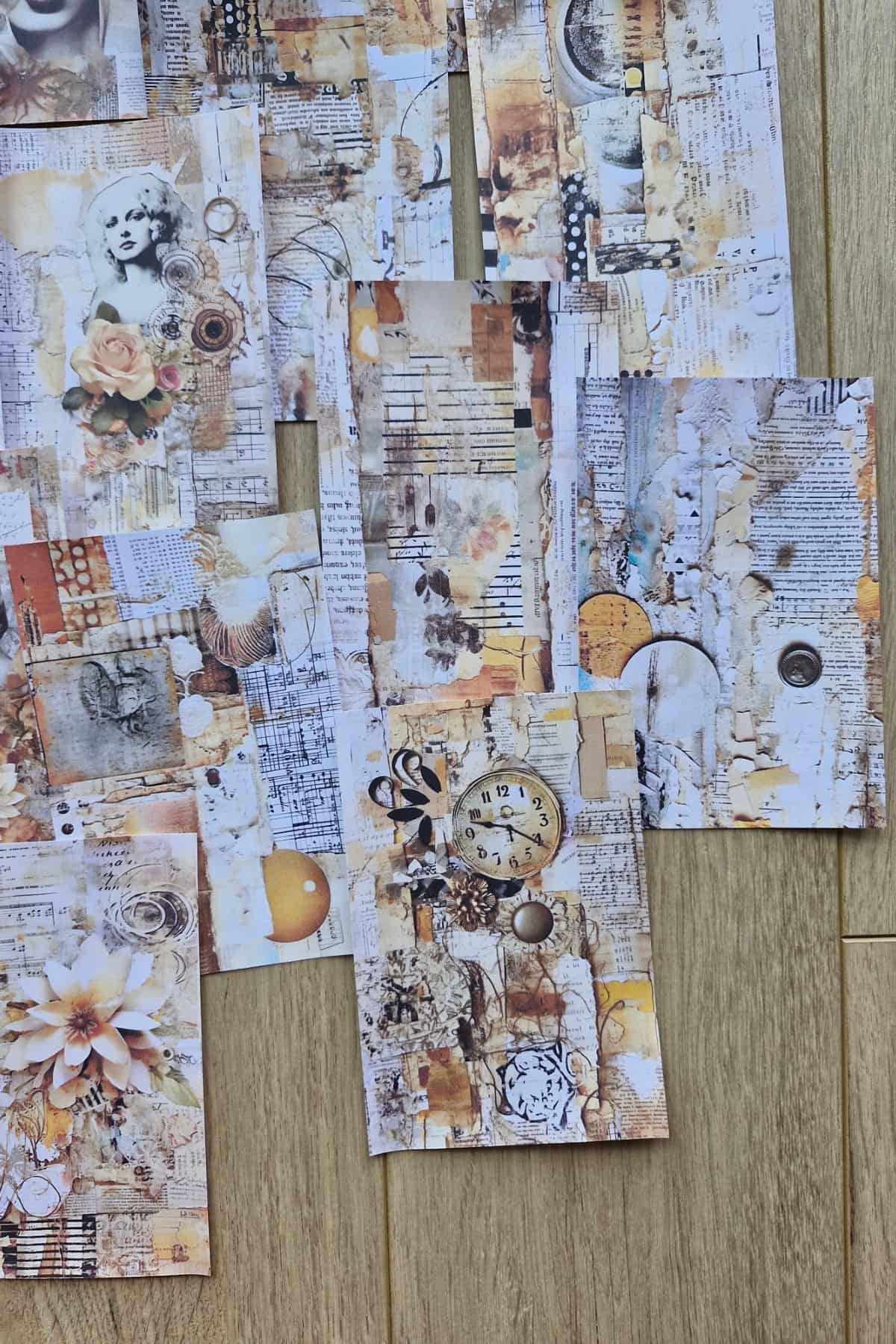 15 Adet Eskitme Vintage Temalı Scrapbook Kağıt Seti Bullet Journal Dekupaj Kağıdı