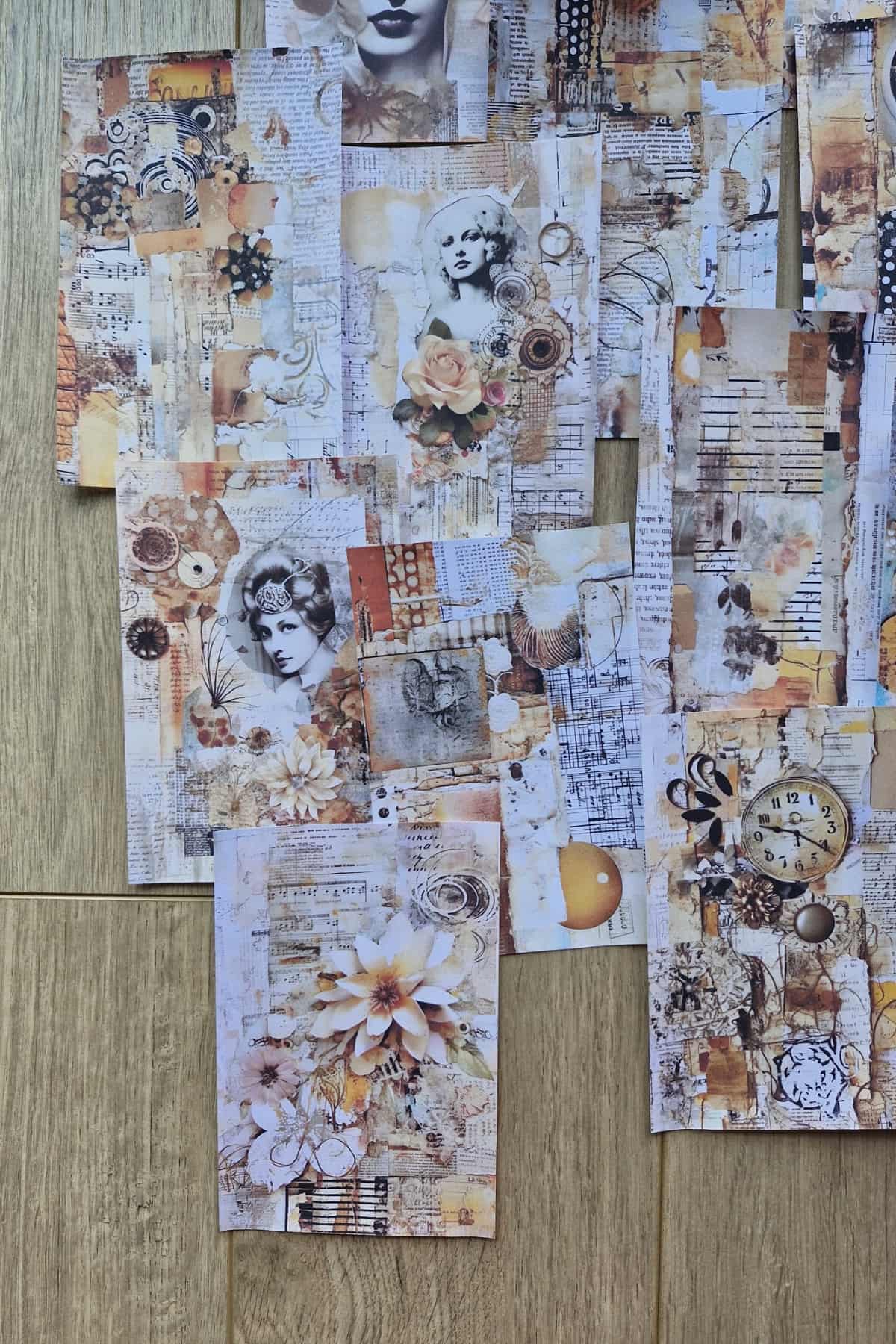 15 Adet Eskitme Vintage Temalı Scrapbook Kağıt Seti Bullet Journal Dekupaj Kağıdı