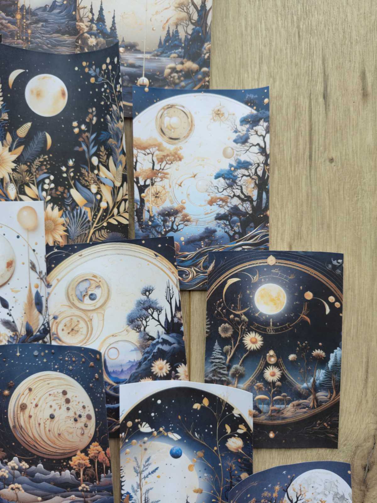 15 Adet Siyah Ay Temalı Scrapbook Kağıt Seti Bullet Journal Dekupaj Kağıdı
