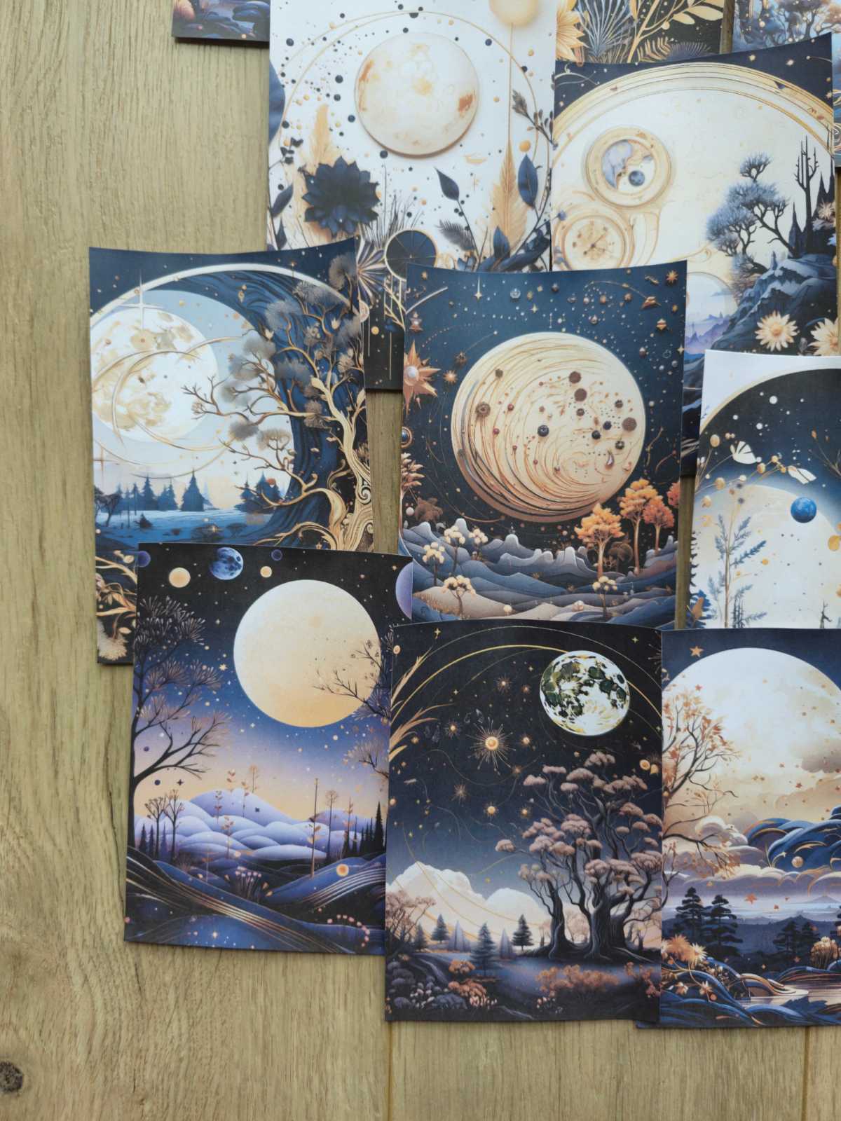 15 Adet Siyah Ay Temalı Scrapbook Kağıt Seti Bullet Journal Dekupaj Kağıdı
