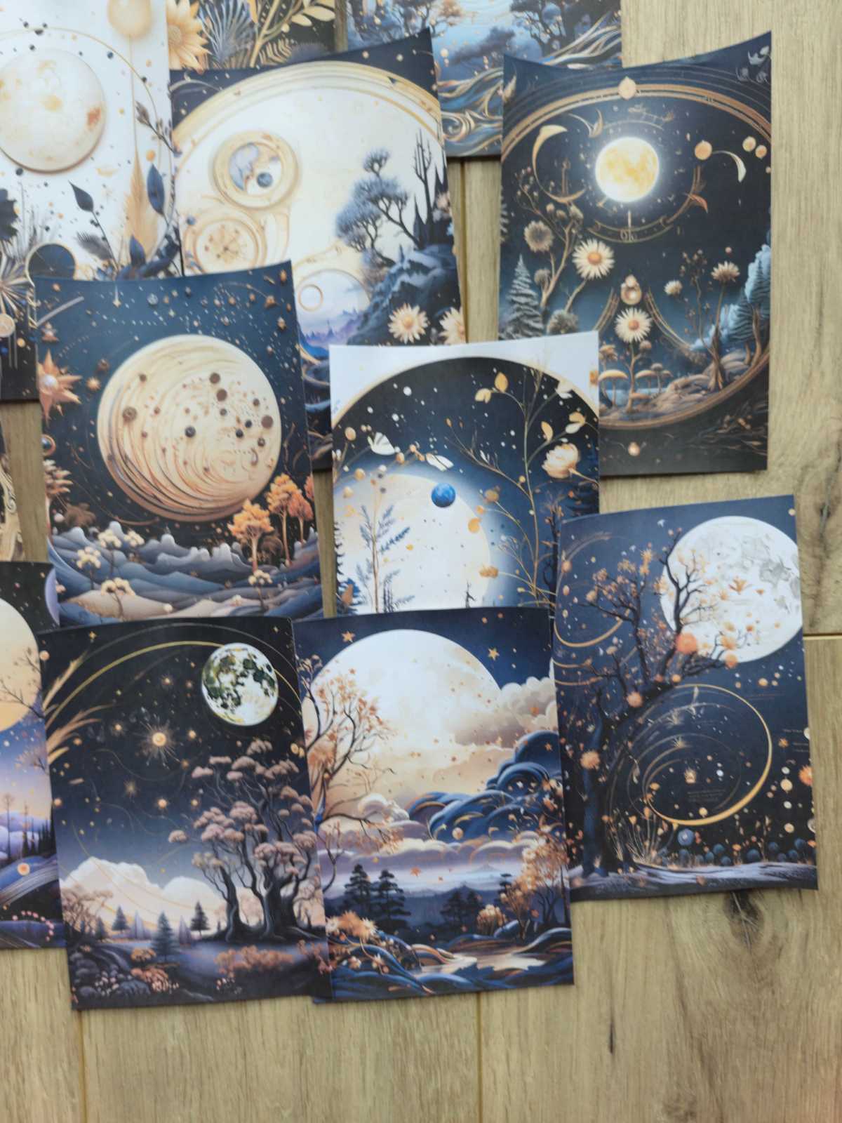15 Adet Siyah Ay Temalı Scrapbook Kağıt Seti Bullet Journal Dekupaj Kağıdı