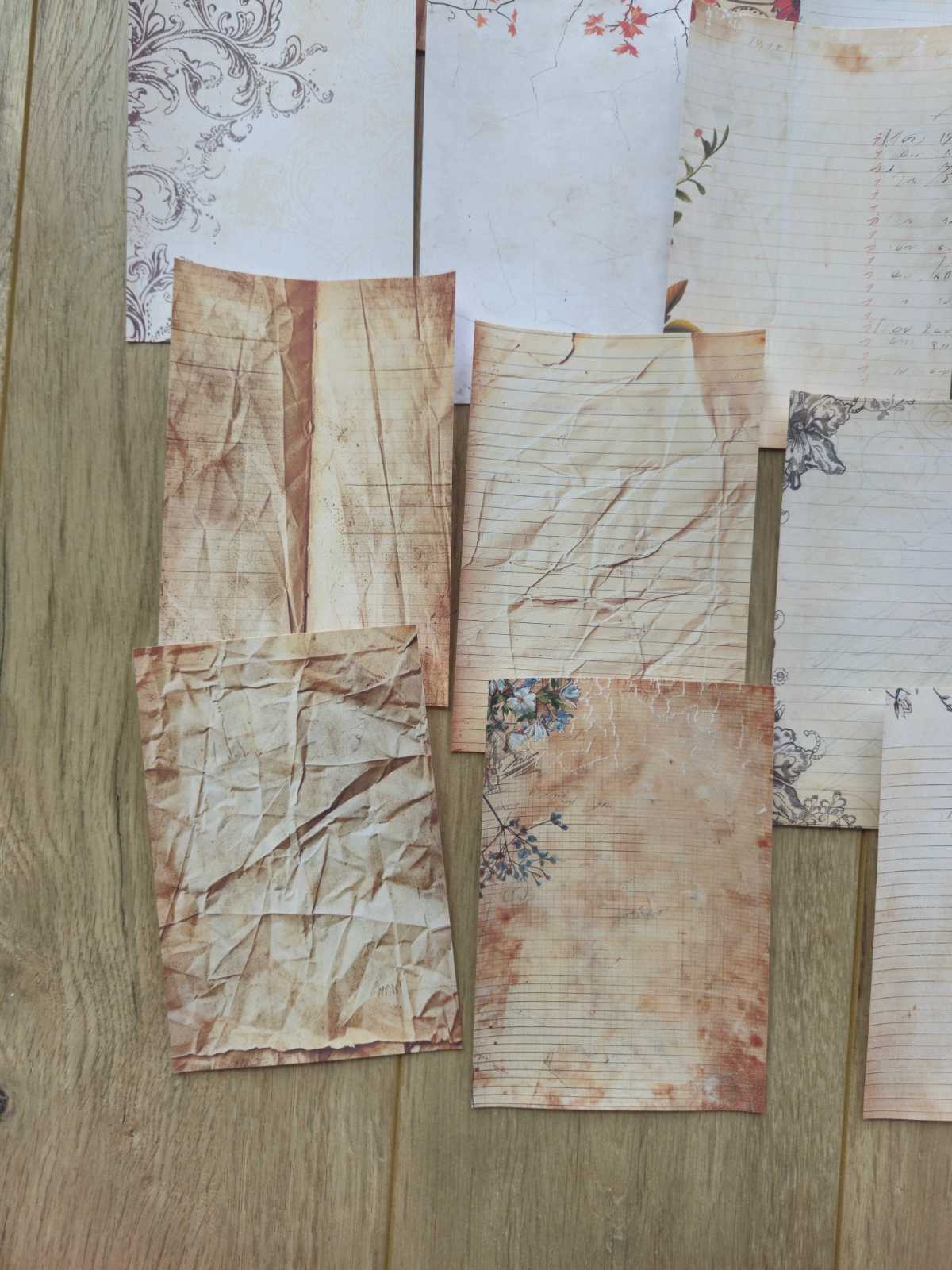 15 Adet Eskitme Vintage Kağıt Çiçek Temalı Scrapbook Kağıt Seti Bullet Journal Dekupaj Kağıdı
