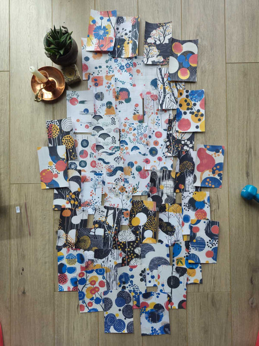 45 Adet Japon Sanatı Soyut Temalı Scrapbook Kağıt Seti Bullet Journal Dekupaj Kağıdı