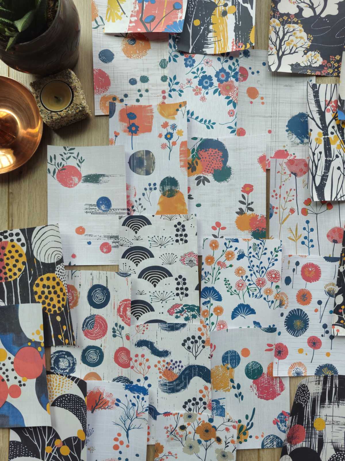 45 Adet Japon Sanatı Soyut Temalı Scrapbook Kağıt Seti Bullet Journal Dekupaj Kağıdı