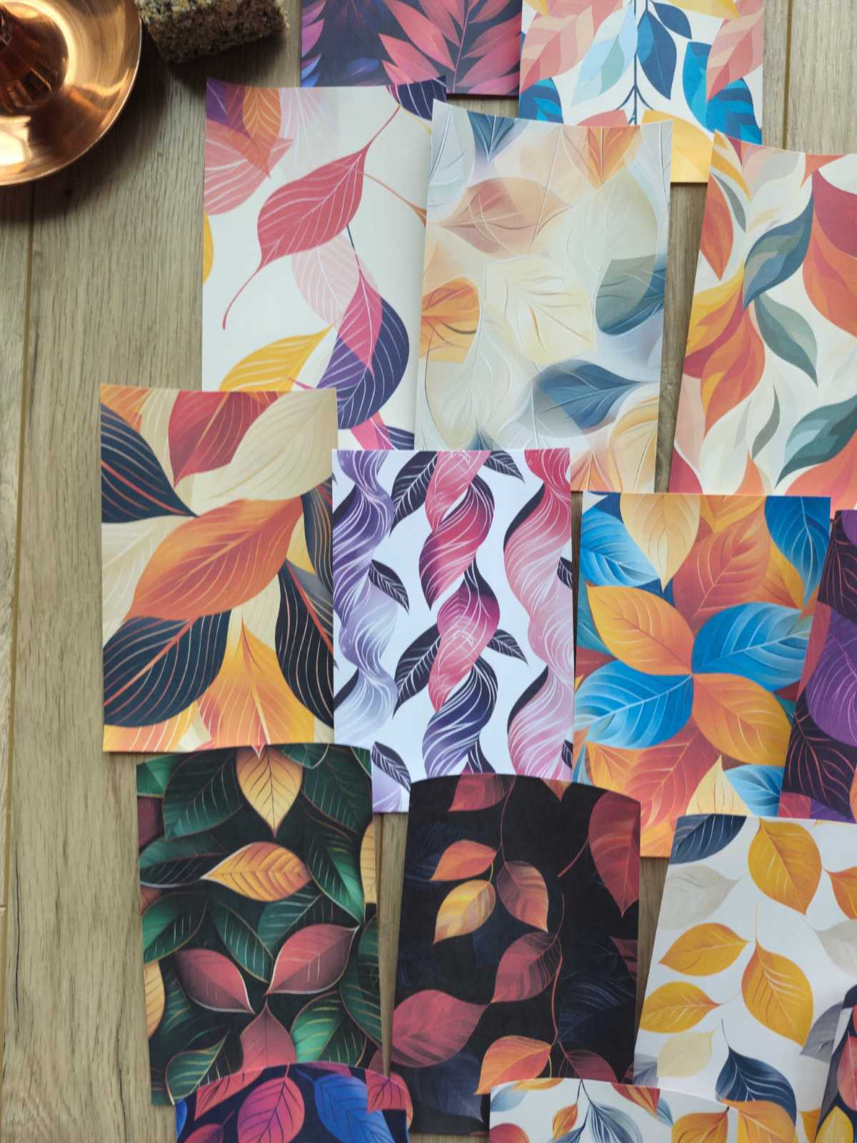 15 Adet Renkli Yaprak Scrapbook Kağıt Seti Bullet Journal Dekupaj Kağıdı