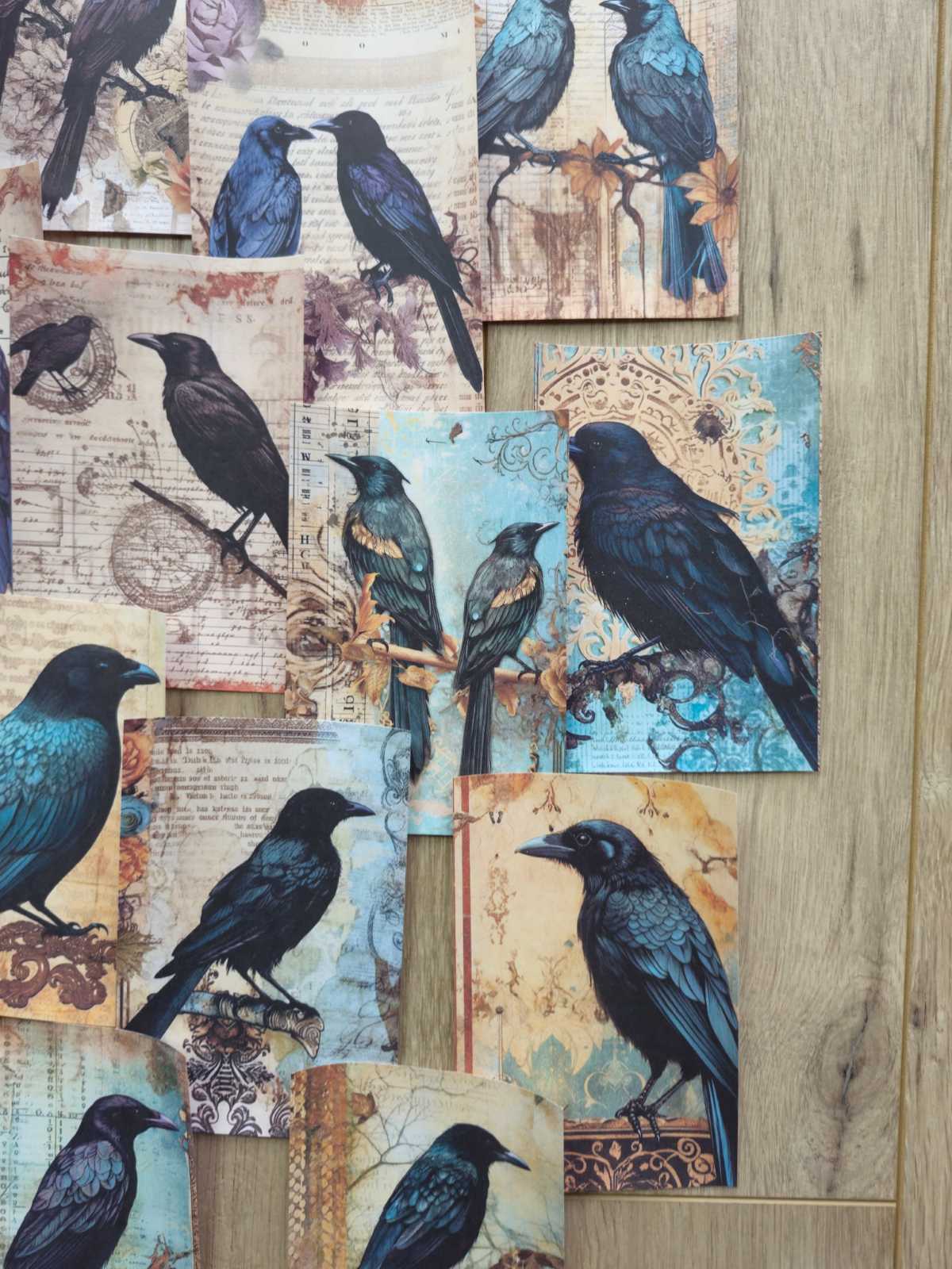 15 Adet Vintage Karga Temalı Scrapbook Kağıt Seti Bullet Journal Dekupaj Kağıdı