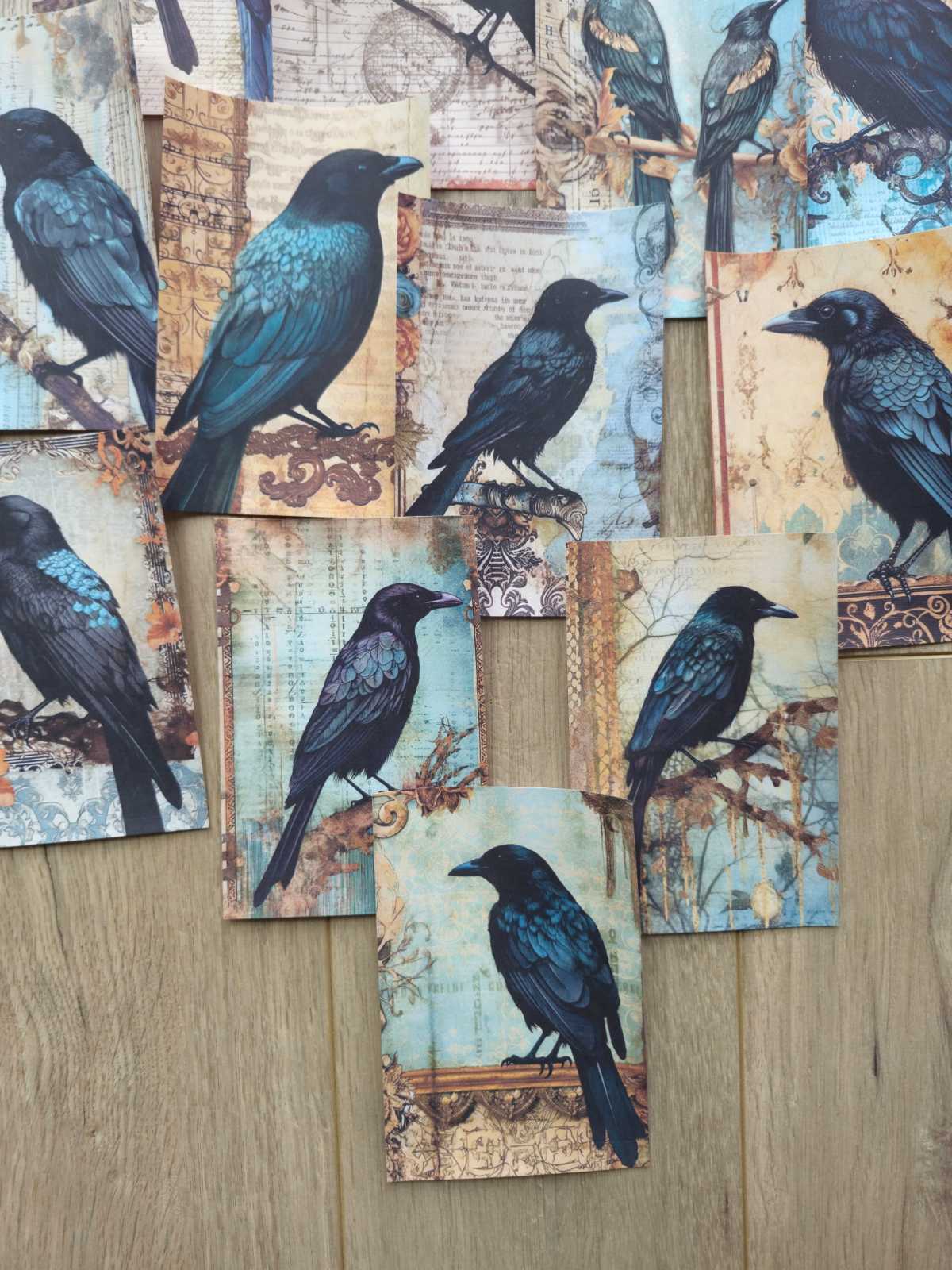 15 Adet Vintage Karga Temalı Scrapbook Kağıt Seti Bullet Journal Dekupaj Kağıdı