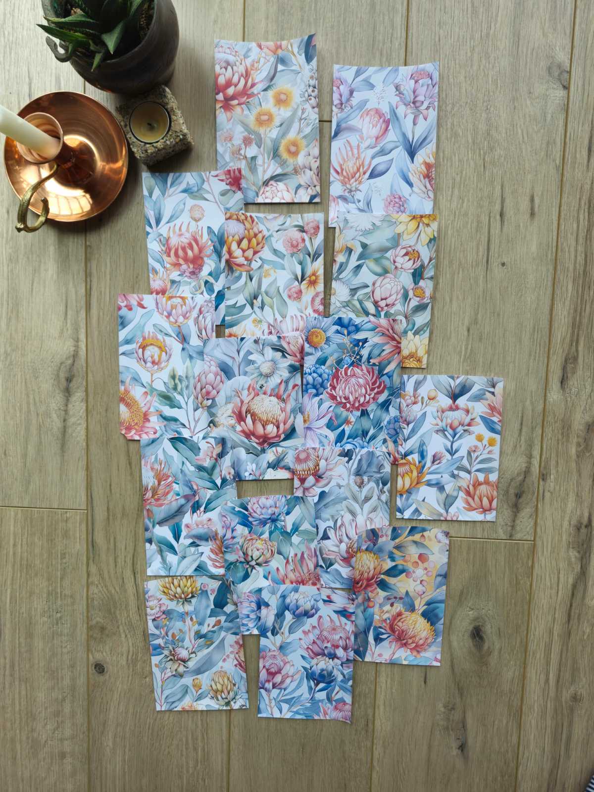 15 Adet Soft Pastel Çiçek Temalı Scrapbook Kağıt Seti Bullet Journal Dekupaj Kağıdı