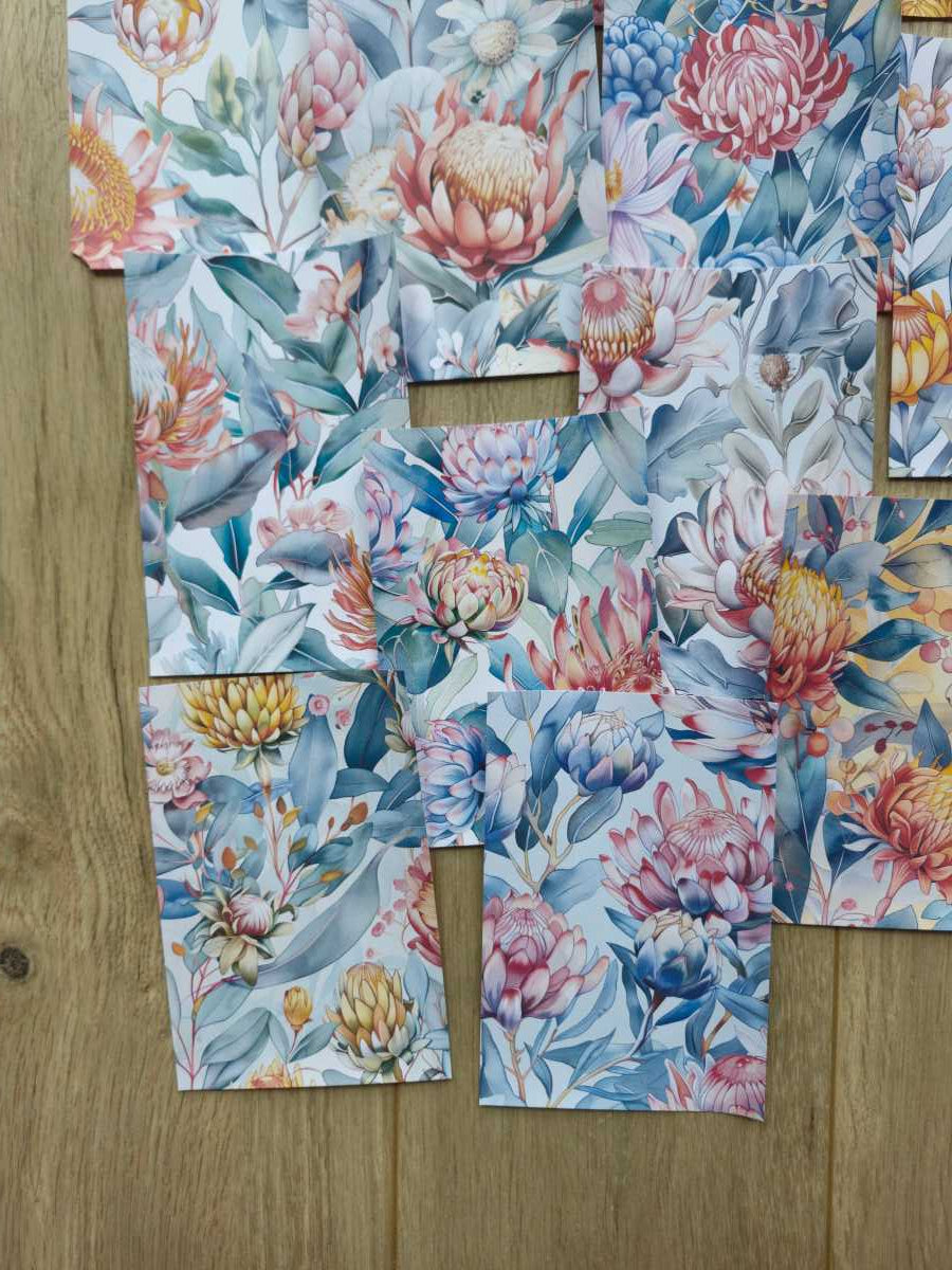 15 Adet Soft Pastel Çiçek Temalı Scrapbook Kağıt Seti Bullet Journal Dekupaj Kağıdı