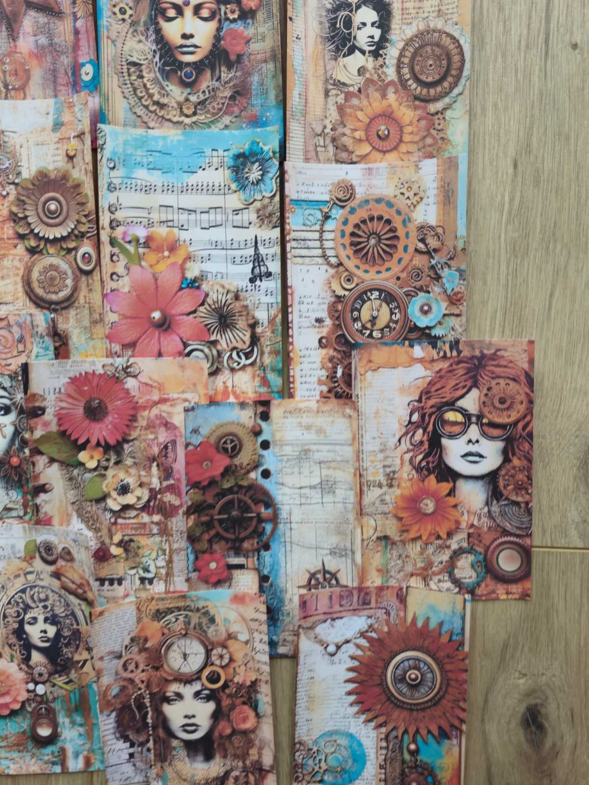 15 Adet Renkli Pusula Temalı Scrapbook Kağıt Seti Bullet Journal Dekupaj Kağıdı Bohem