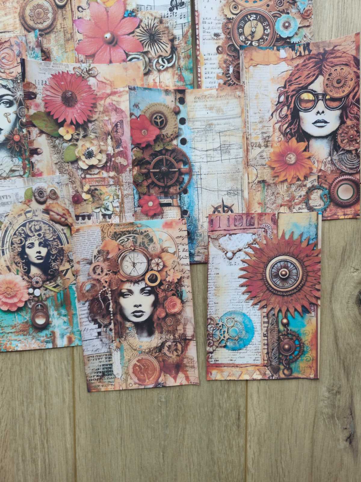 15 Adet Renkli Pusula Temalı Scrapbook Kağıt Seti Bullet Journal Dekupaj Kağıdı Bohem