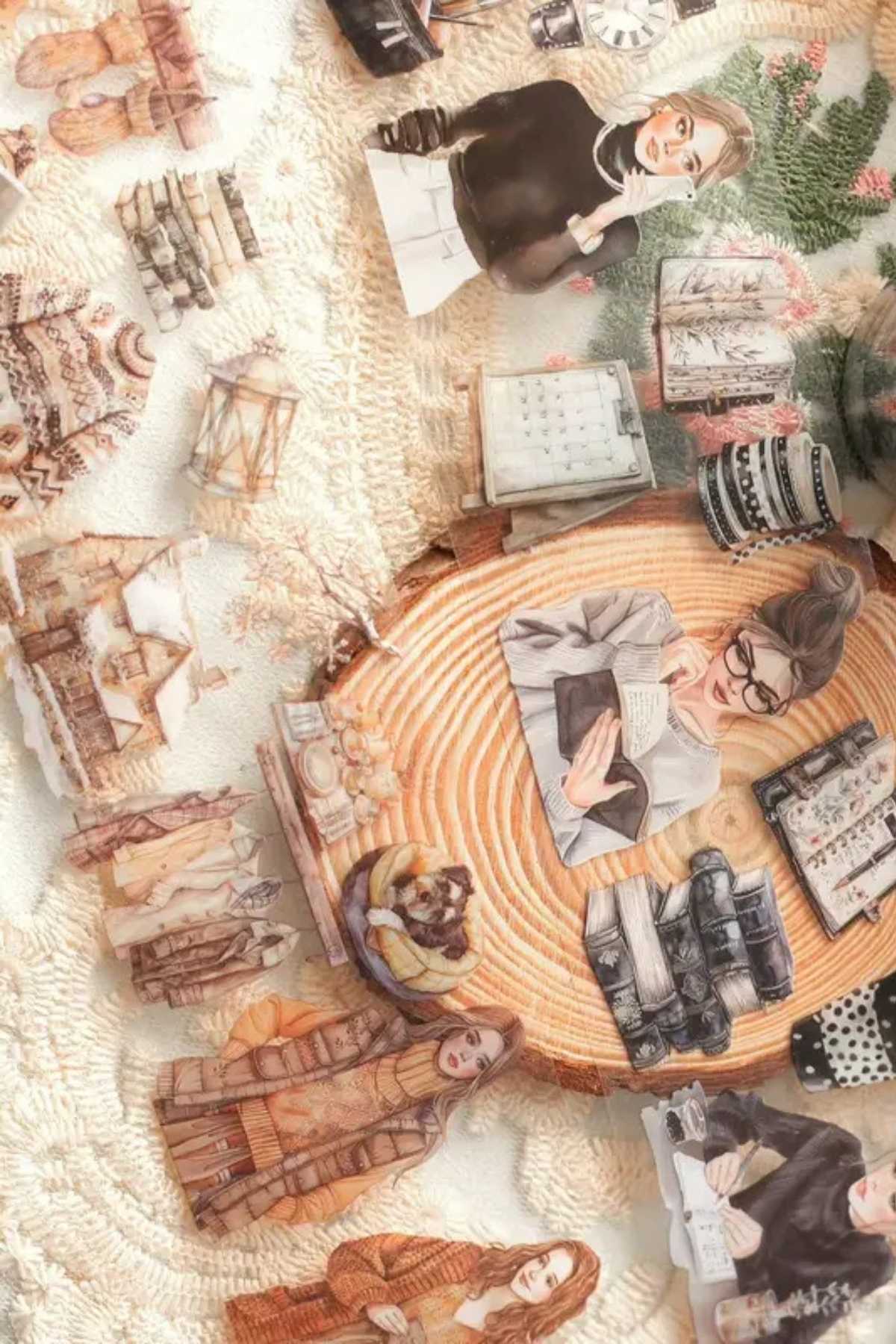 Şeffaf Kız Tema Pet Bant Rulo 6cmx2m Scrapbook Bullet Journal Ajanda Washi Tape