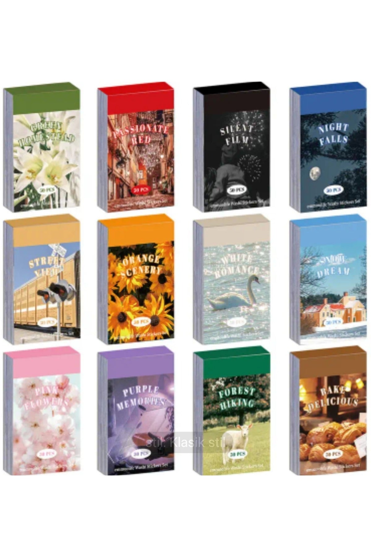 600 Adet Washi Sticker Seti 12 Adet Sticker Kitapçığı Aesthetic Kare Sticker Ajanda Planlayıcı