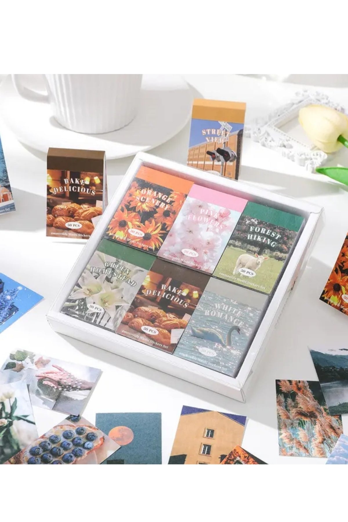 600 Adet Washi Sticker Seti 12 Adet Sticker Kitapçığı Aesthetic Kare Sticker Ajanda Planlayıcı