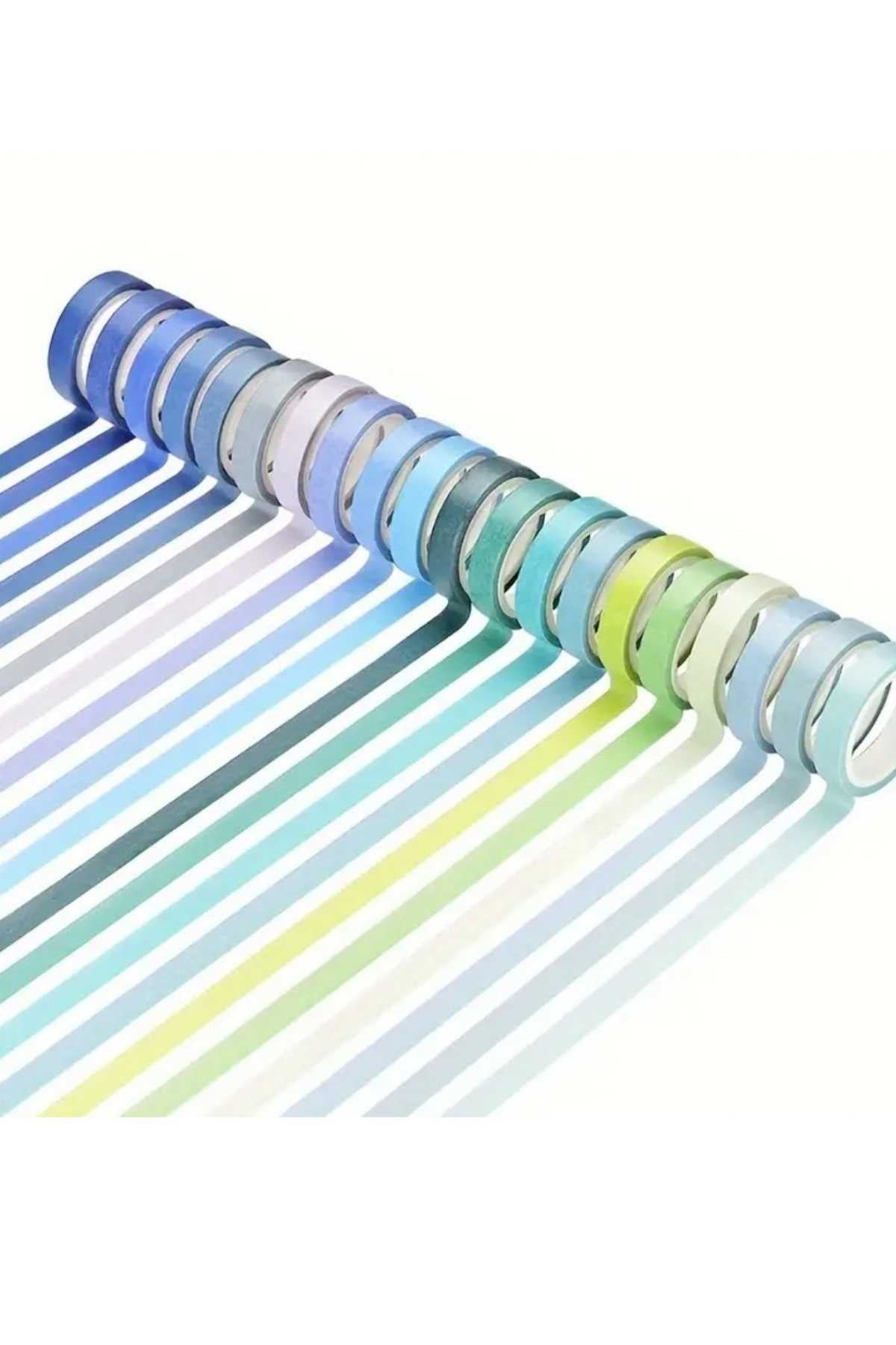 60 Adet Washi Bant Seti Renk Kartelası Gökkuşağı Renkleri Washi Tape Seti Kağıt Bant