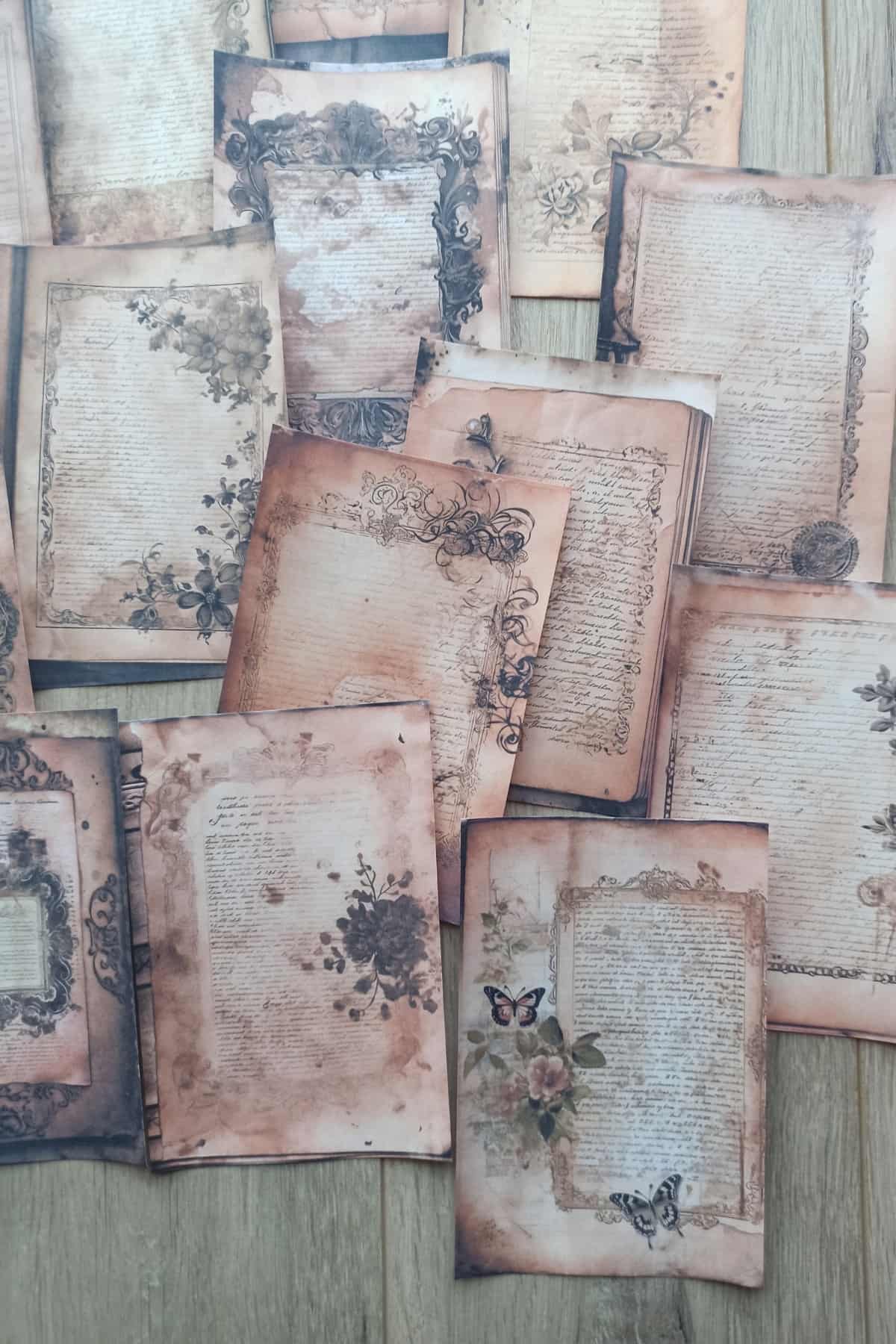 20 Adet Eskitme Vintage Temalı Scrapbook Kağıt Seti Bullet Journal Dekupaj Kağıdı