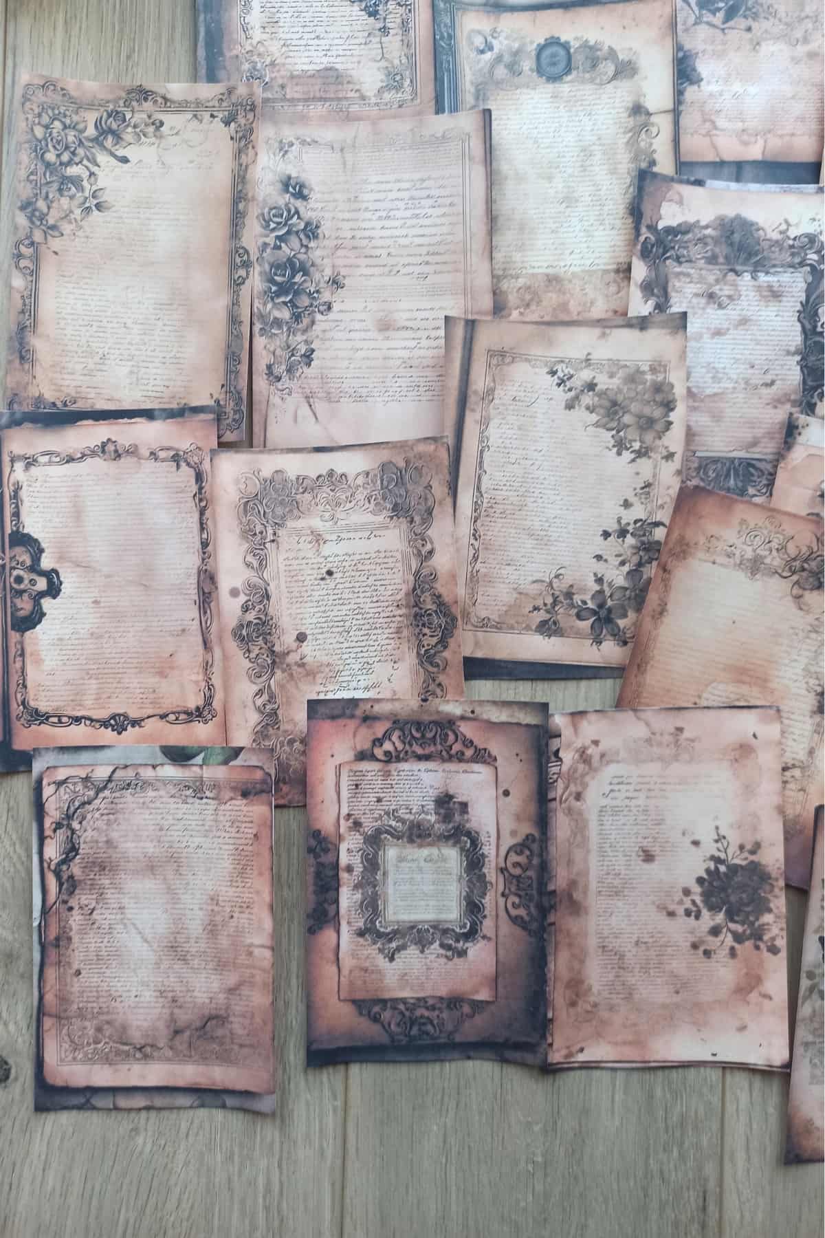 20 Adet Eskitme Vintage Temalı Scrapbook Kağıt Seti Bullet Journal Dekupaj Kağıdı