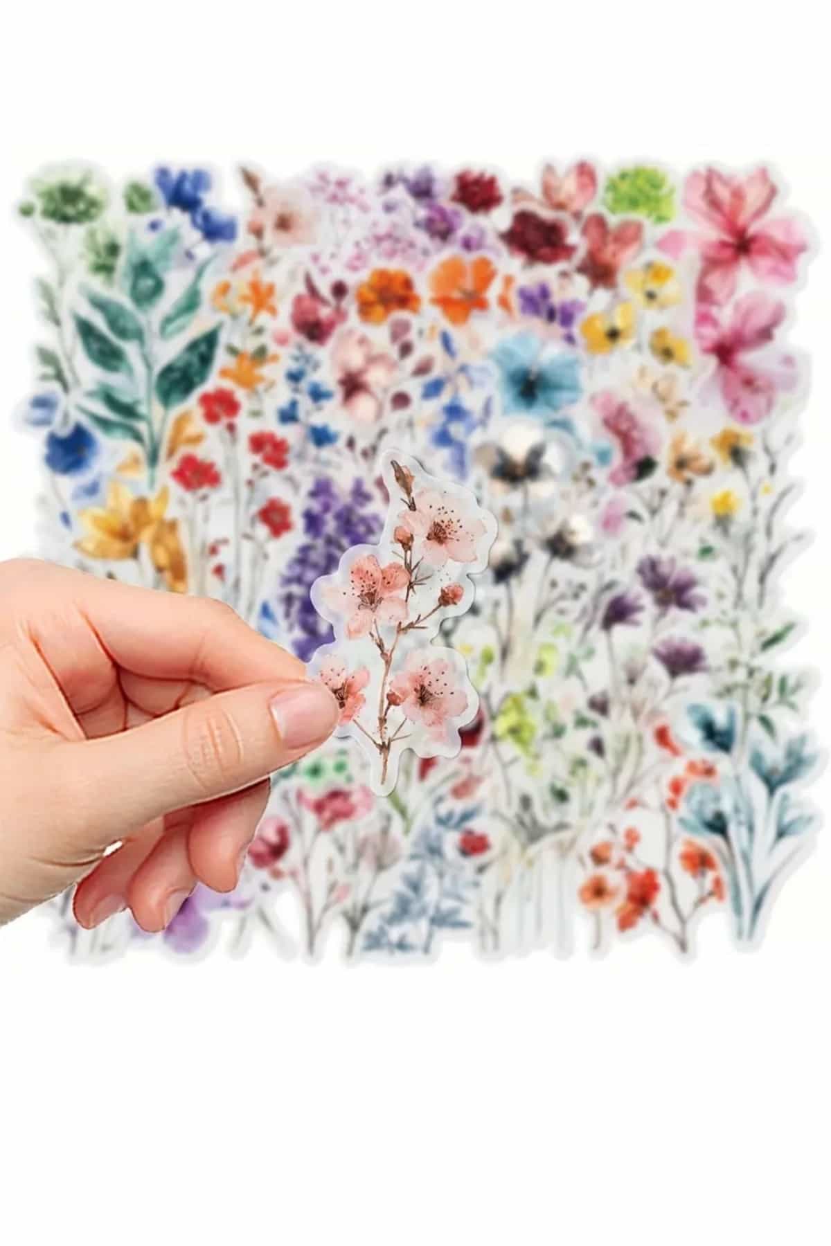 50 Adet Şeffaf Çiçek Sticker Seti Bullet Journal Scrapbook Şeffaf Sticker Laptop Ajanda Planlayıcı