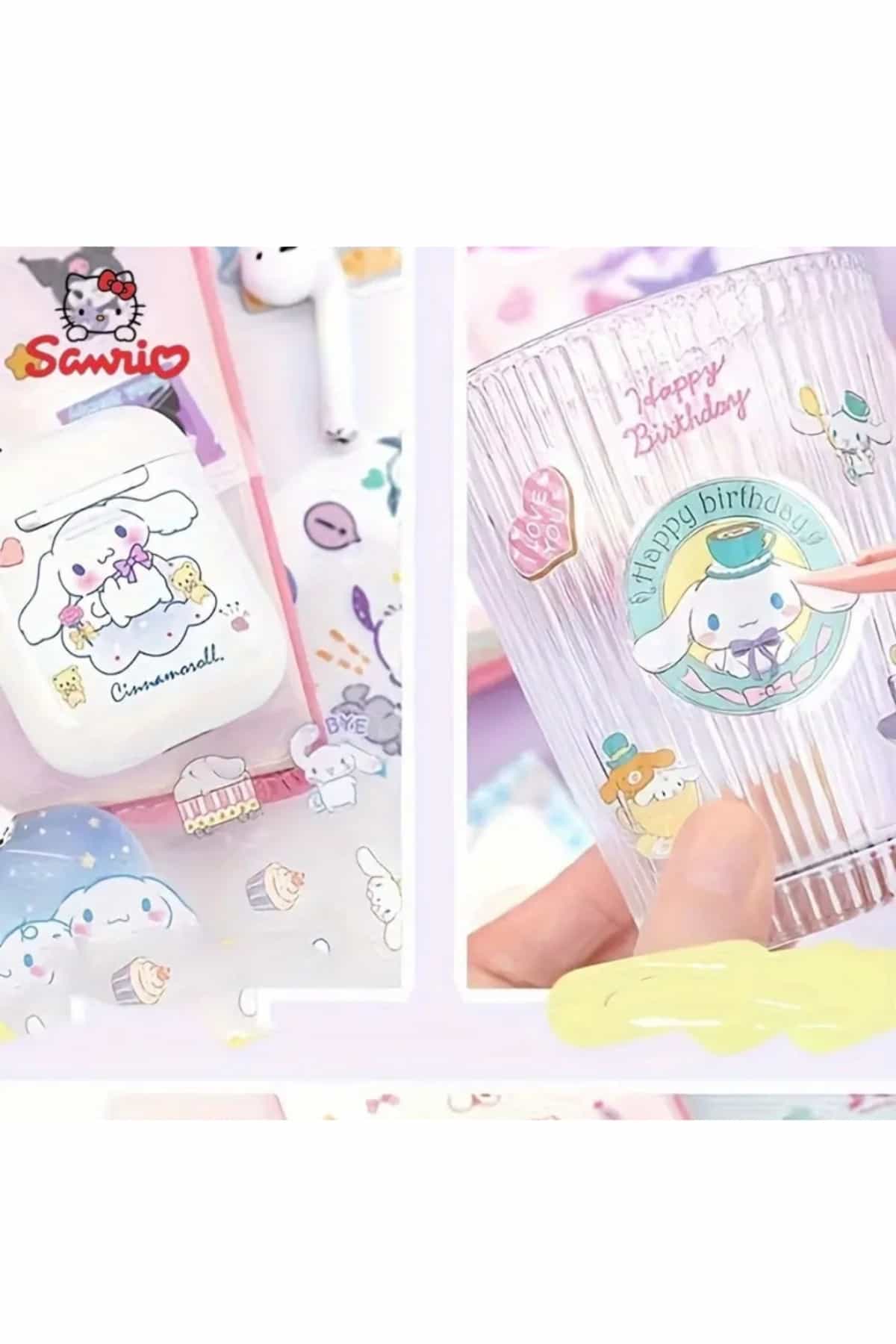 100 Sayfa 500 Adet Şeffaf Sanrio Sticker Seti Kuromi My Melody Cinnamaroll Pompom Purin Hello Kitty
