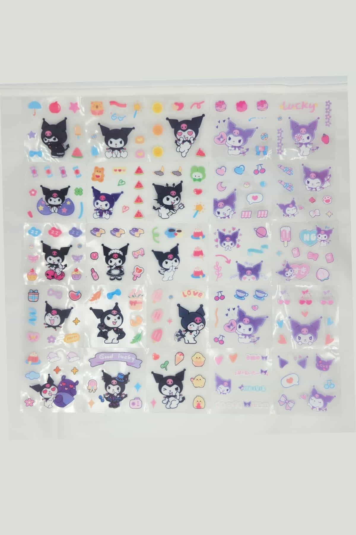 25 Sayfa 125 Adet Şeffaf Sticker Seti Sanrio Kuromi My Melody Hello Kitty PomPom Purin Cinnamaroll