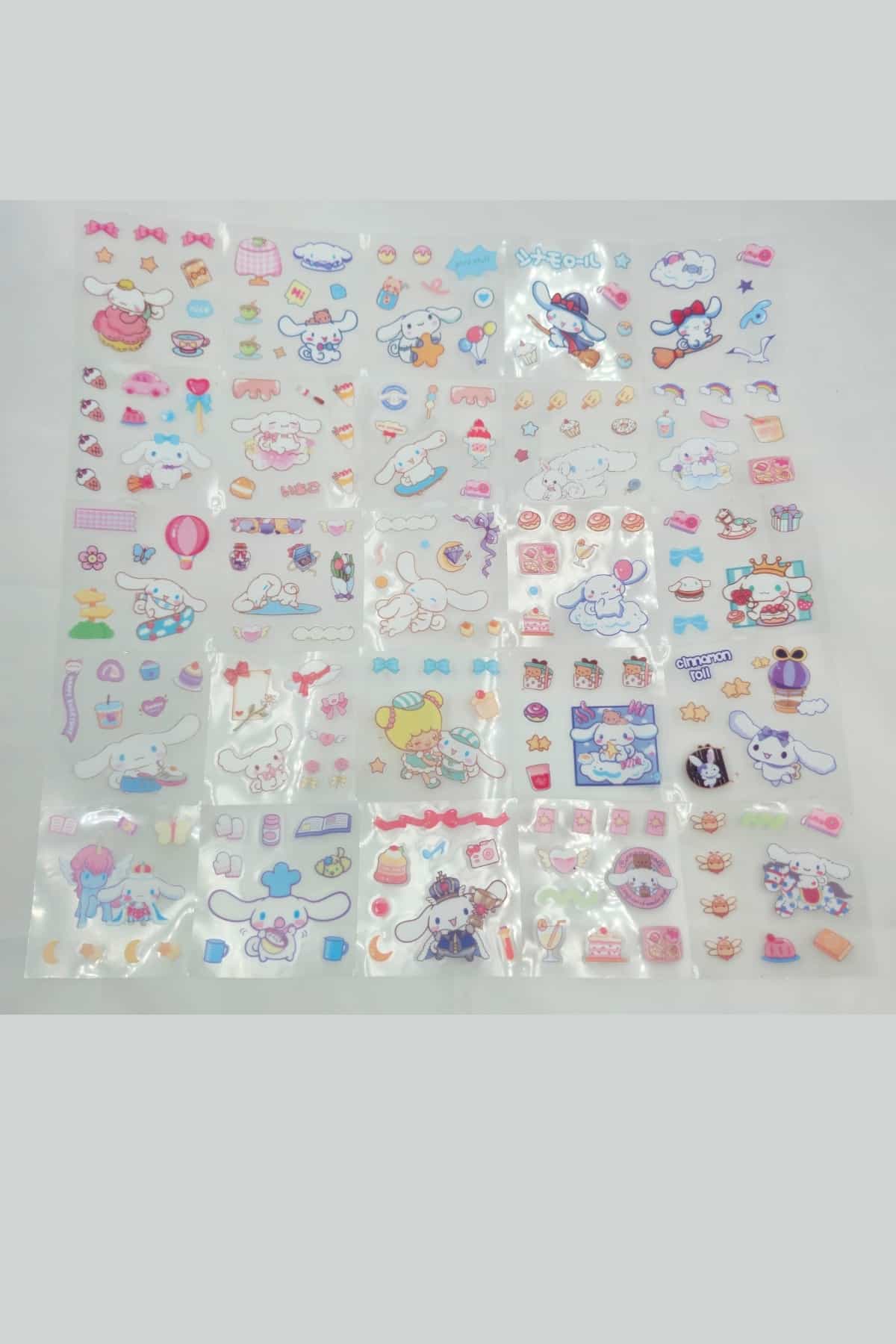 25 Sayfa 125 Adet Şeffaf Sticker Seti Sanrio Kuromi My Melody Hello Kitty PomPom Purin Cinnamaroll