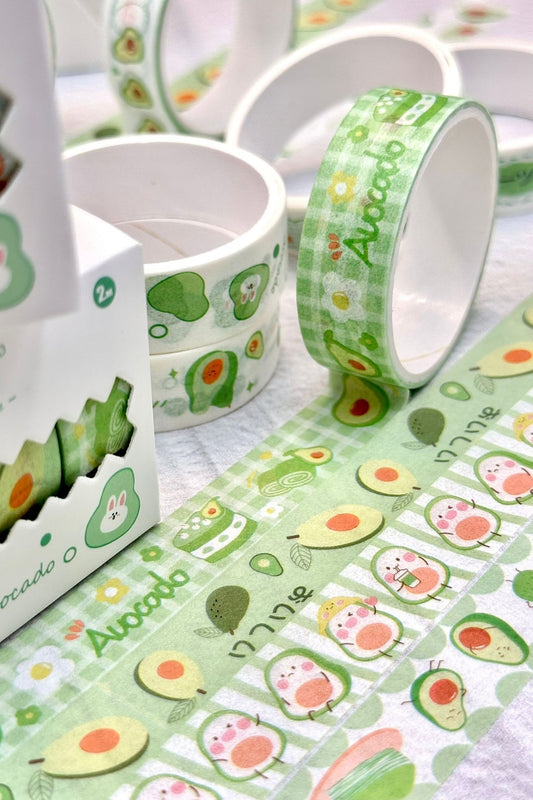 1 Kutu 4 Rulo Sevimli Avakado Washi Bant Tape Scrapbook Bullet Journal Günlük Planlayıcı Kawaii