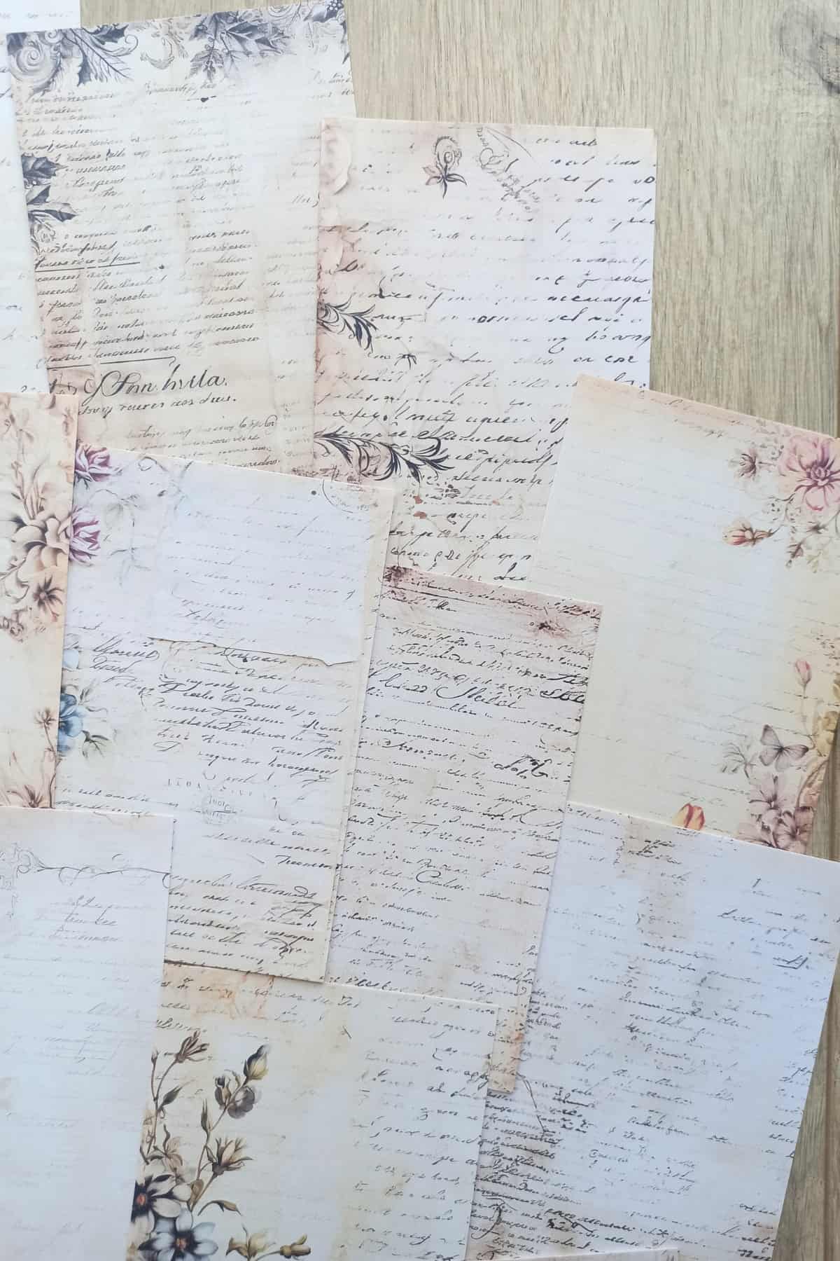 22 Adet Eskitme Vintage Yazı Temalı Scrapbook Kağıt Seti Bullet Journal Dekupaj Kağıdı