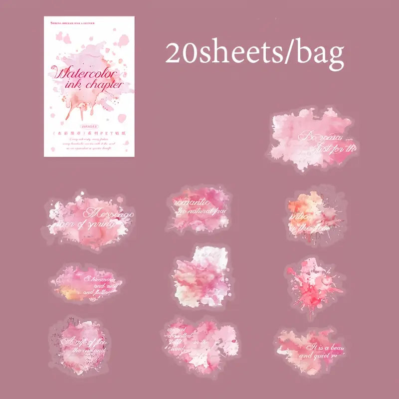 20 Adet Şeffaf Mürekkep Lekesi Sticker Seti Bullet Journal Scrapbook Şeffaf Sticker Laptop Ajanda Planlayıcı
