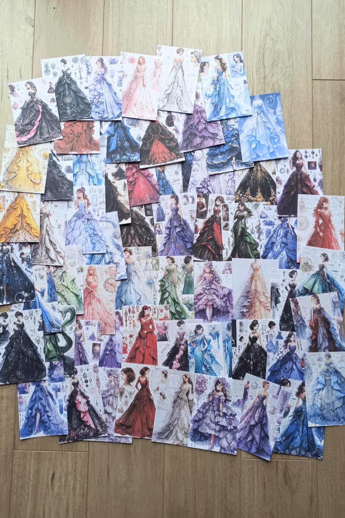 62 Adet Scrapbook Prenses Elbise Temalı Scrapbook Kağıt Seti Bullet Journal Dekupaj Kağıdı