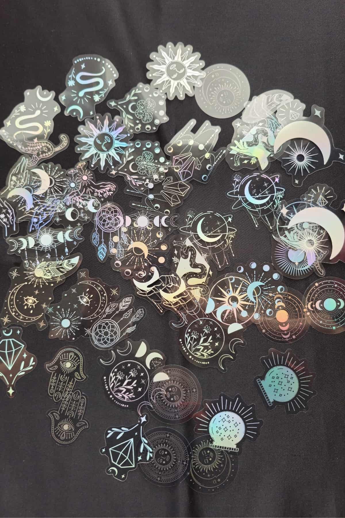 70 Adet Yuvarlak Astronomi Şeffaf Sticker Bullet Journal Scrapbook Laptop Ajanda Planlayıcı Gümüş